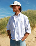 Cropped Ralph Lauren light blue and white striped shirt