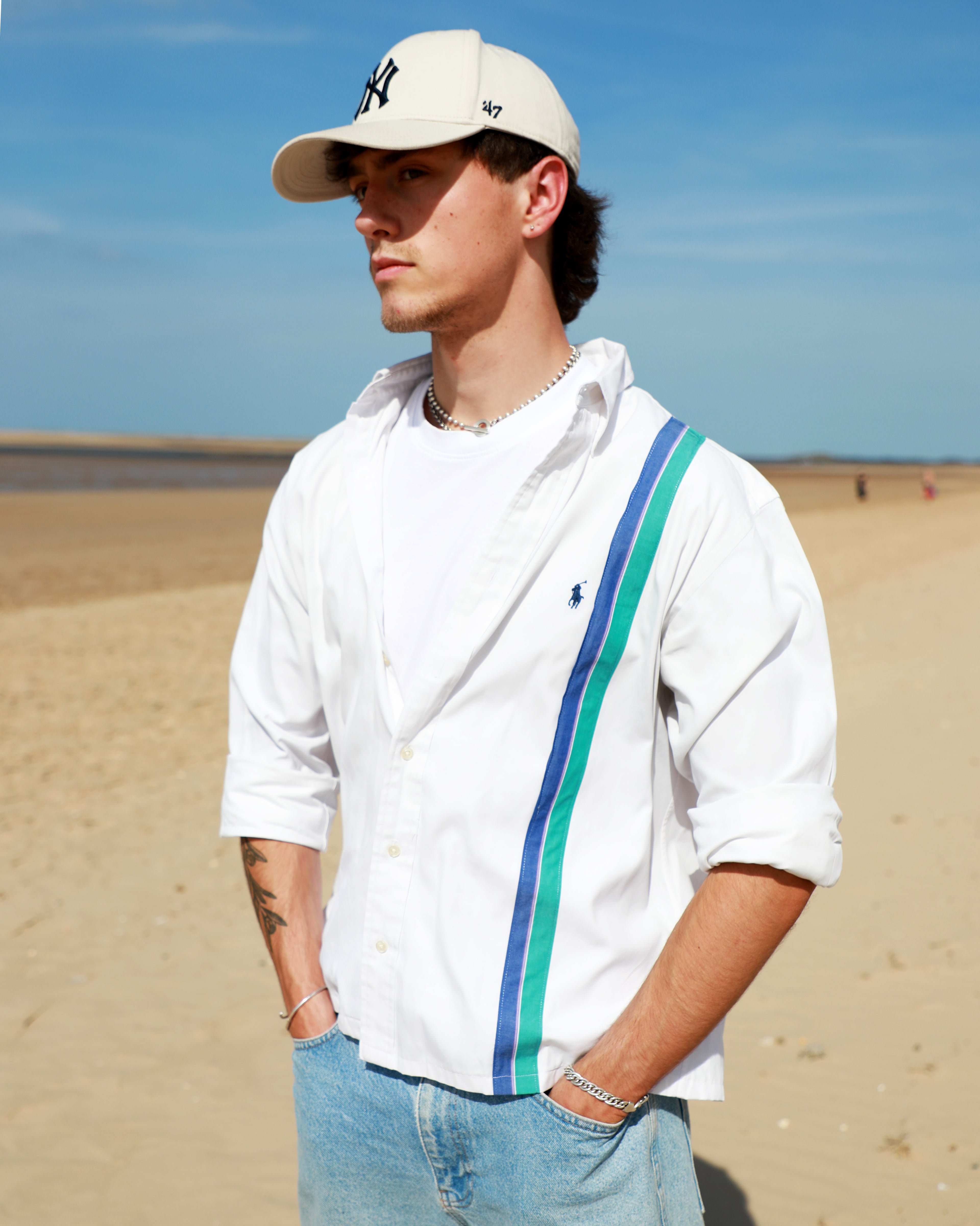 Cropped Ralph Lauren white and retro stripe shirt