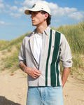 Cropped Ralph Lauren beige and dark green striped shirt
