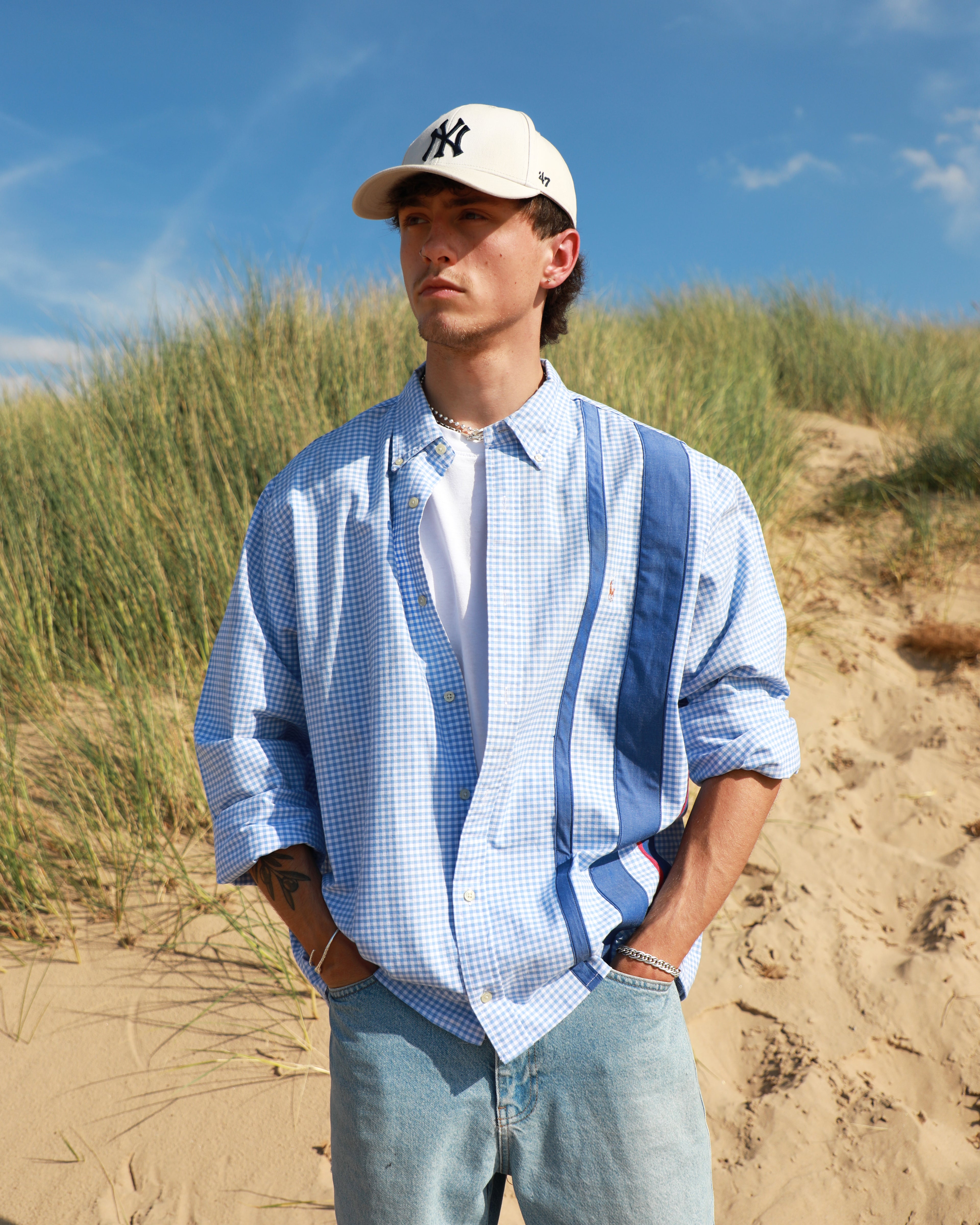 Cropped Ralph Lauren blue striped shirt