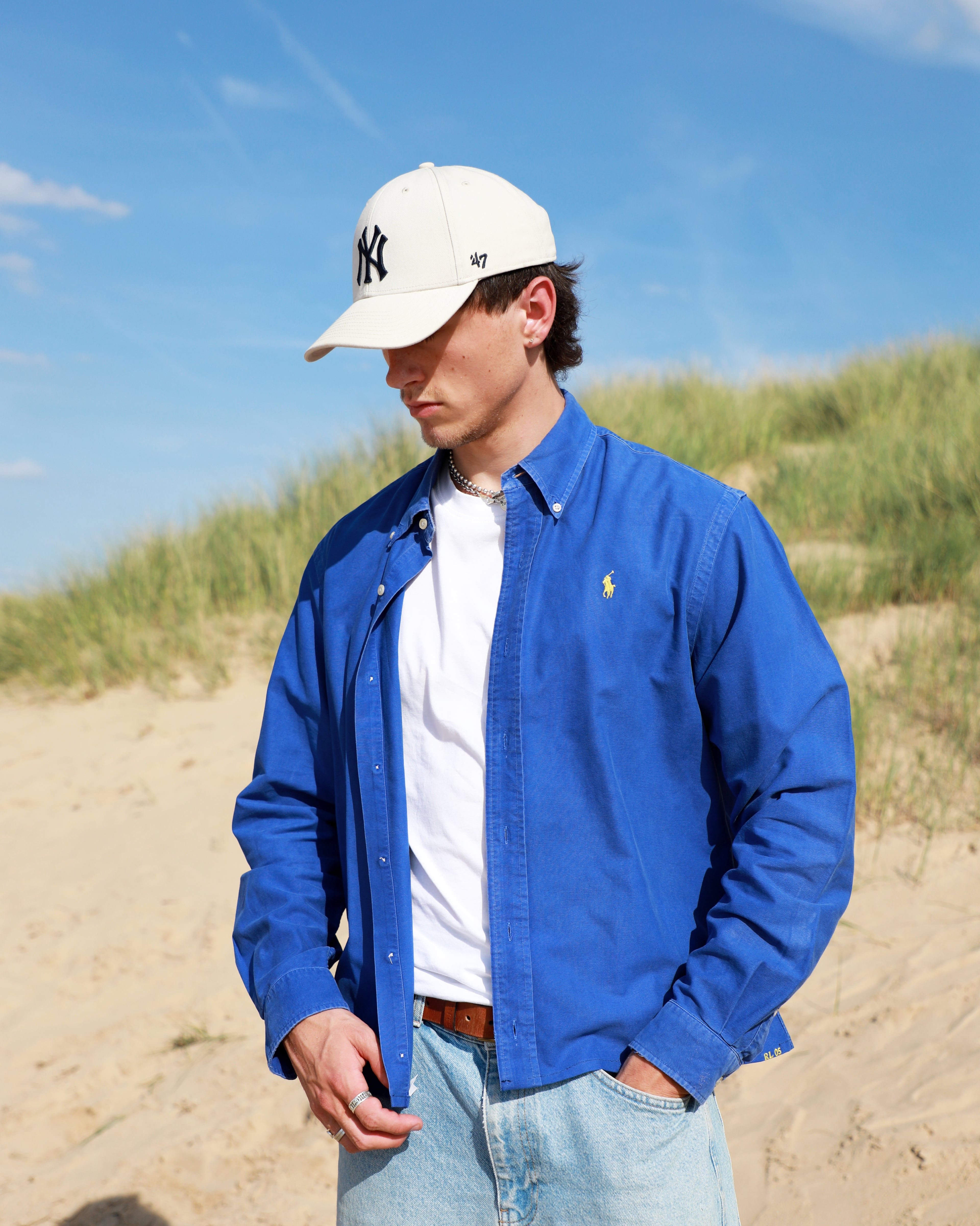Cropped Ralph Lauren blue shirt