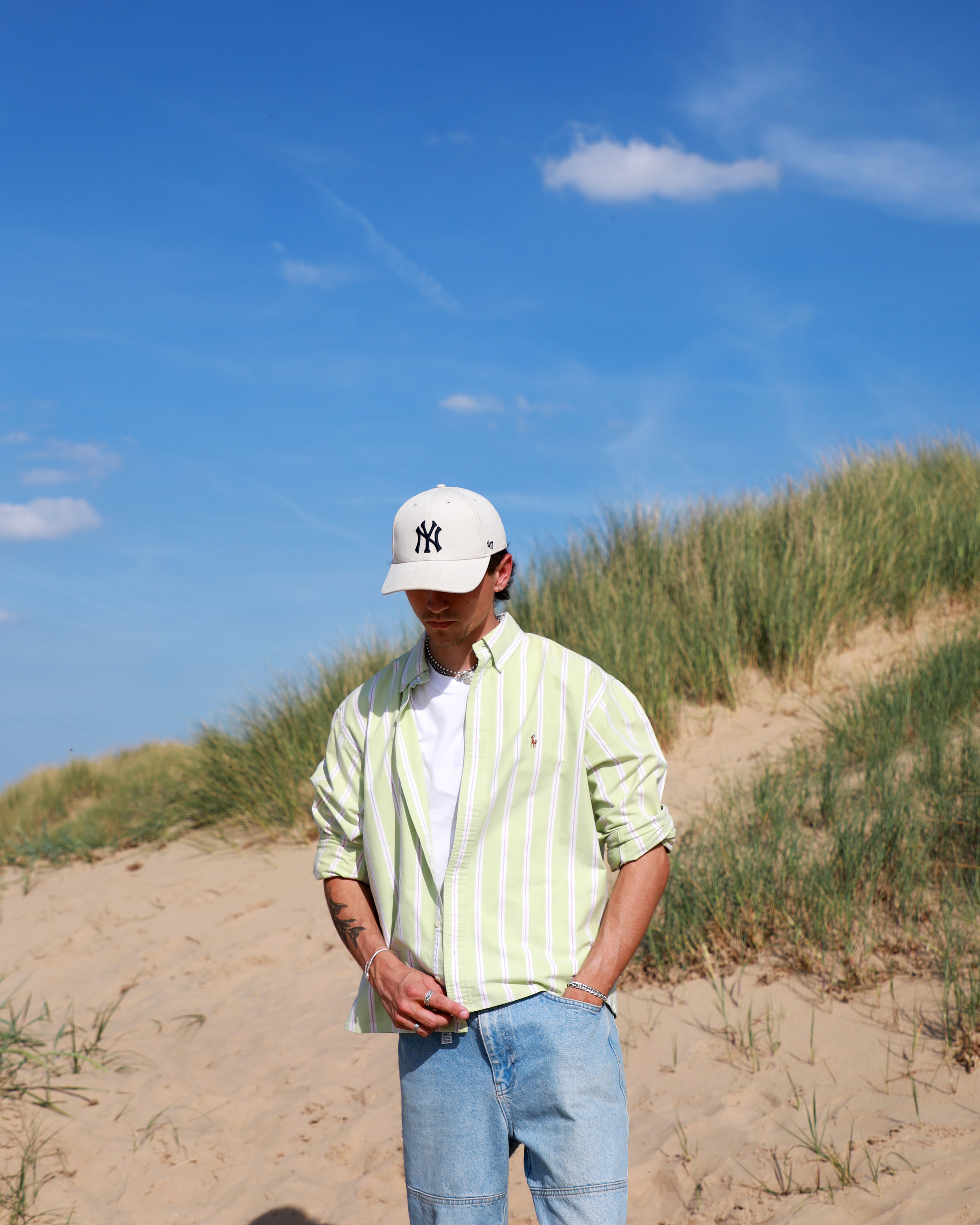 Cropped Ralph Lauren green striped shirt