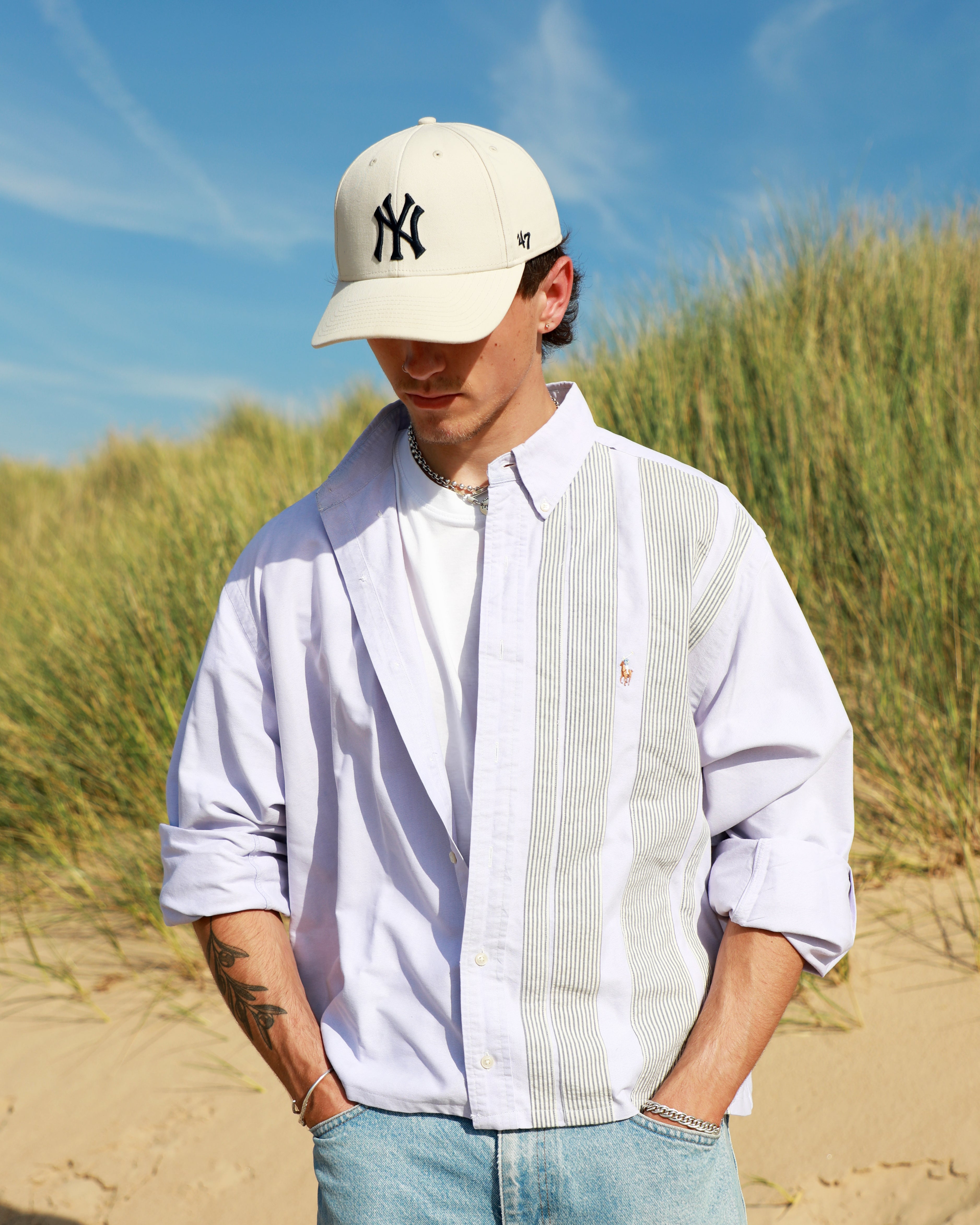 Cropped Ralph Lauren lilac striped shirt