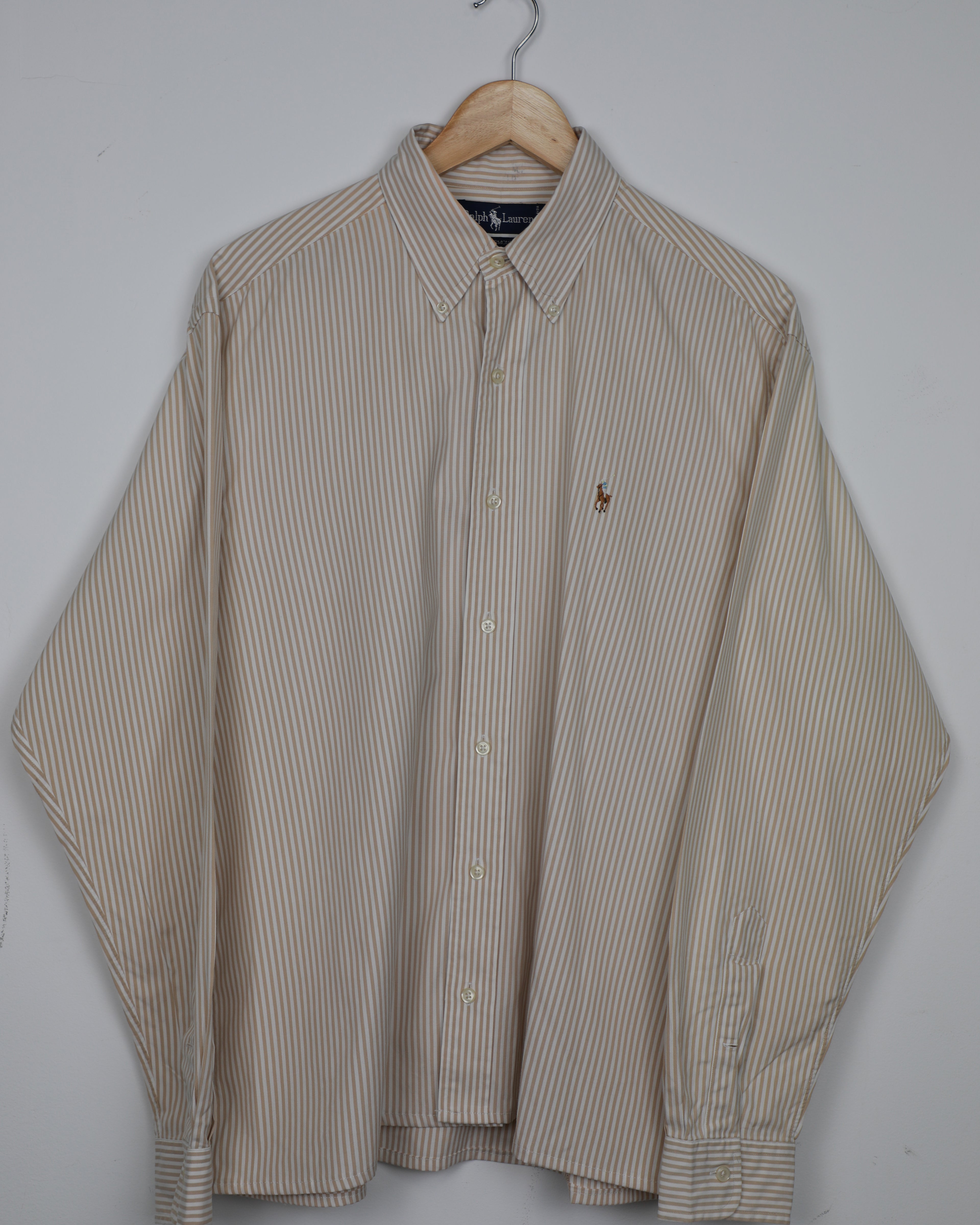 Cropped Ralph Lauren beige and white striped shirt