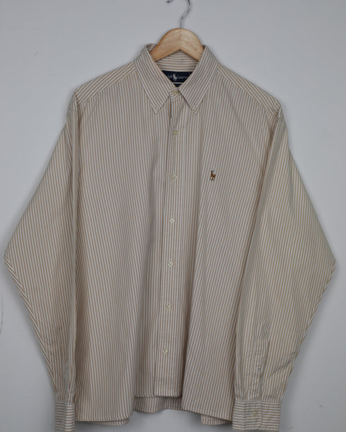 Cropped Ralph Lauren beige and white striped shirt