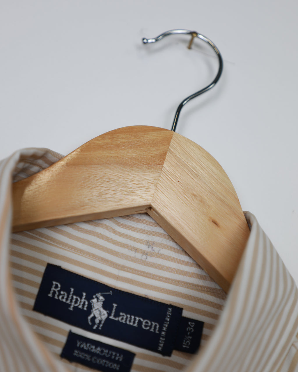 Cropped Ralph Lauren beige and white striped shirt