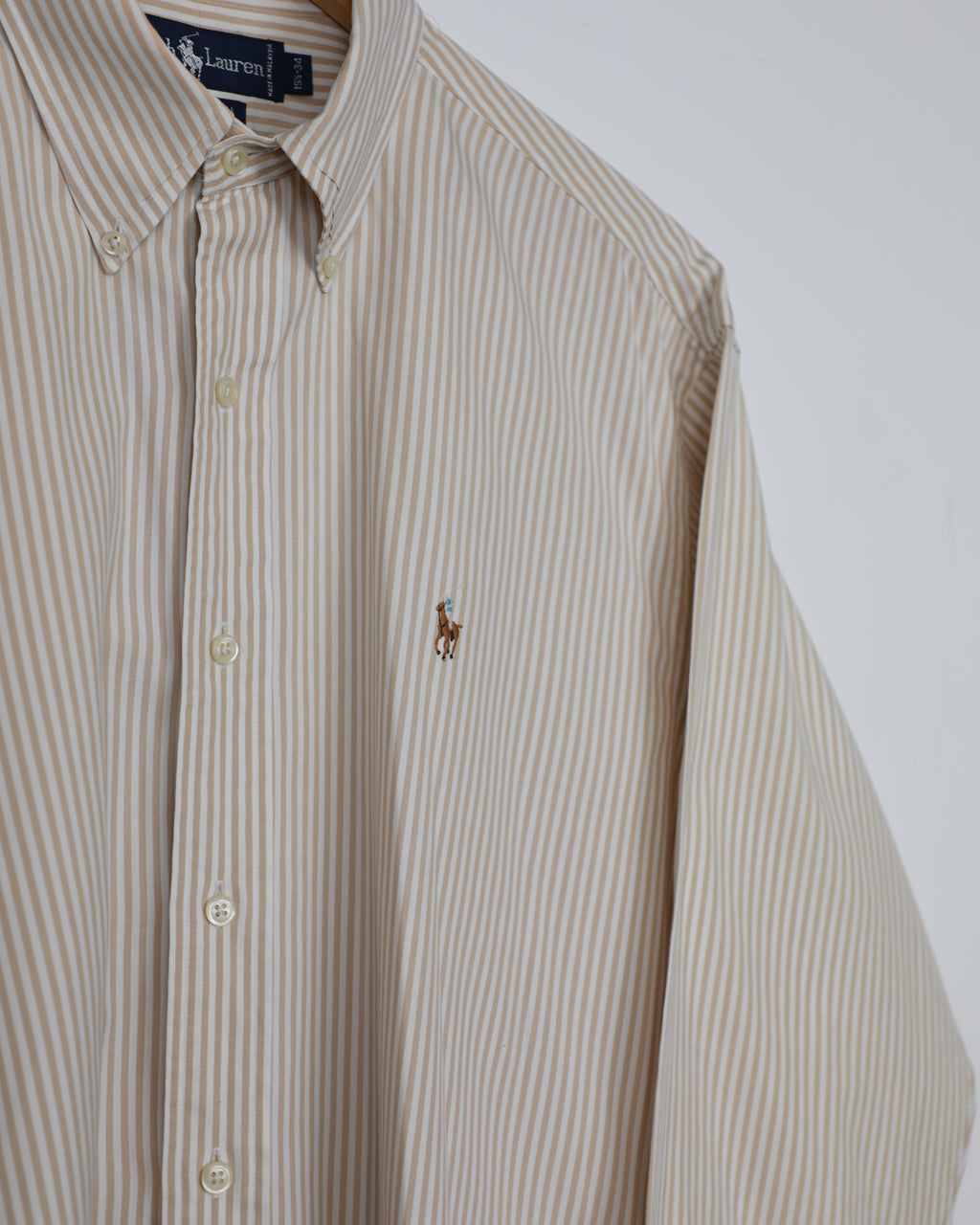 Cropped Ralph Lauren beige and white striped shirt