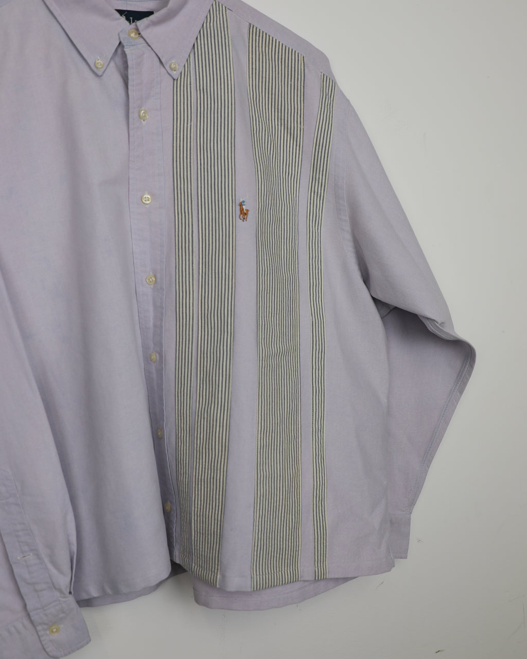Cropped Ralph Lauren lilac striped shirt