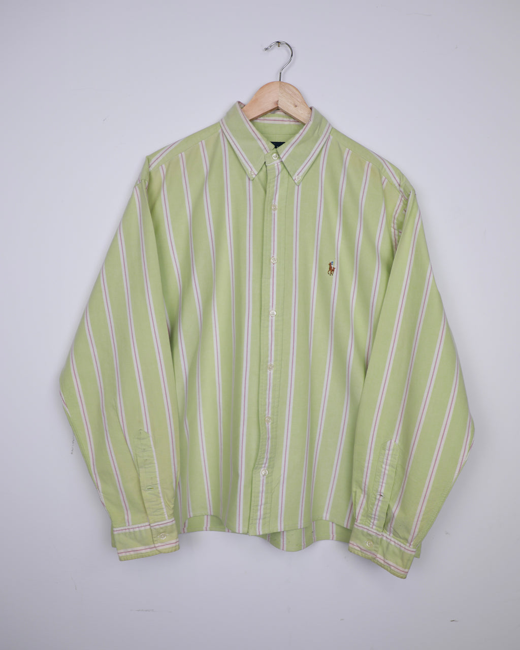 Cropped Ralph Lauren green striped shirt