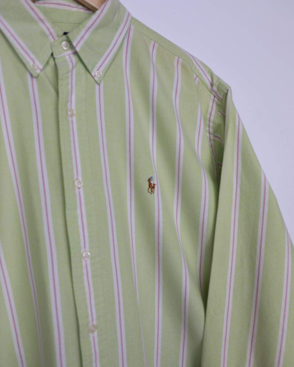 Cropped Ralph Lauren green striped shirt