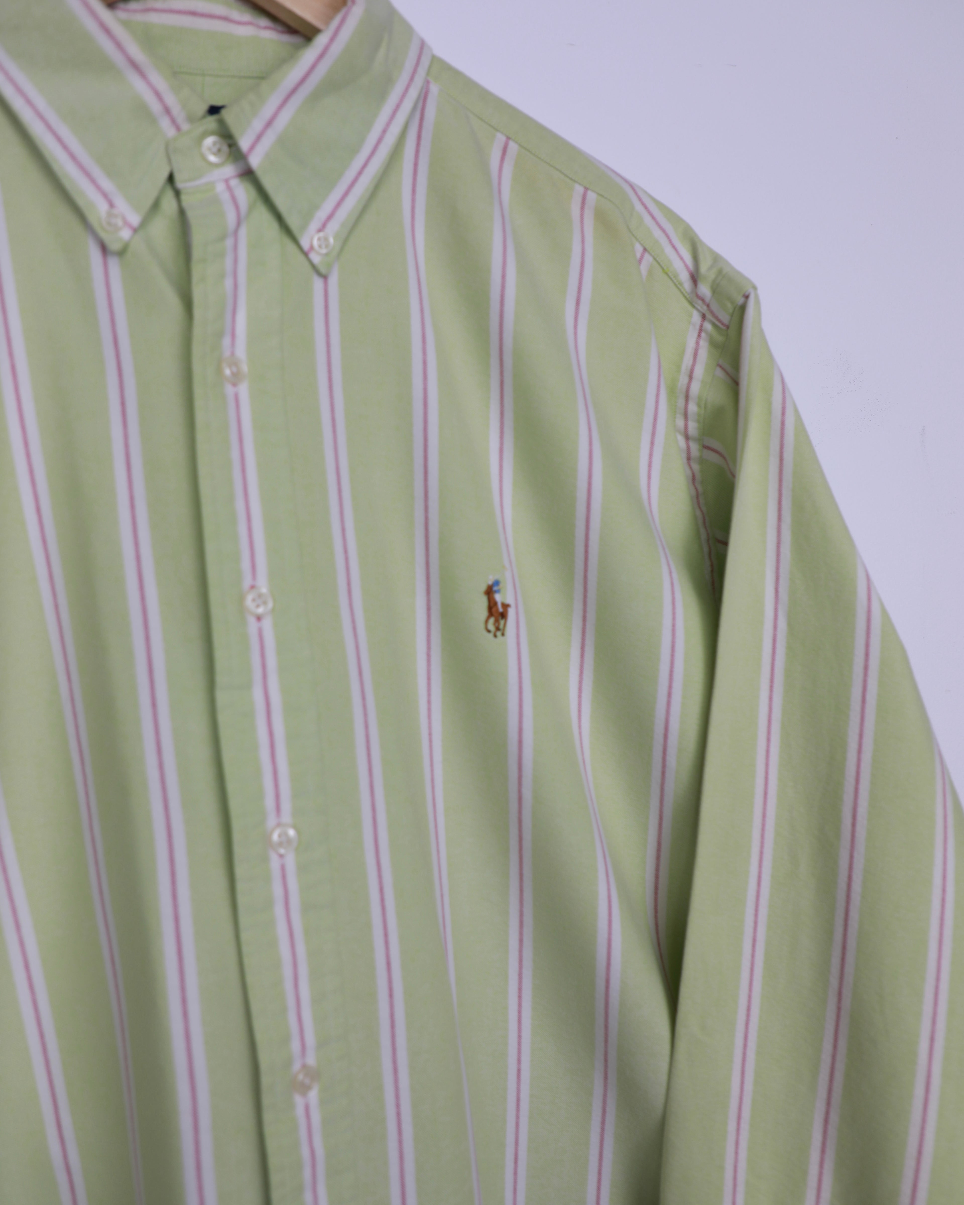 Cropped Ralph Lauren green striped shirt