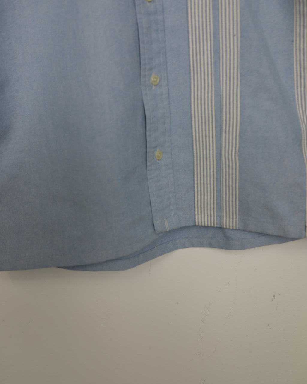 Cropped Ralph Lauren light blue striped short sleeve shirt