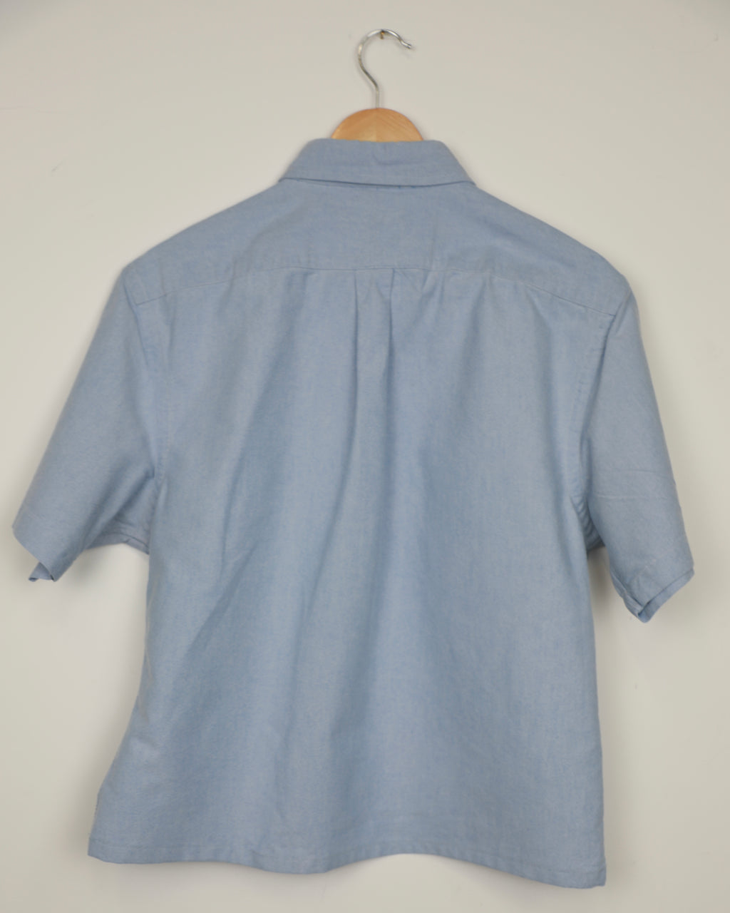 Cropped Ralph Lauren light blue striped short sleeve shirt