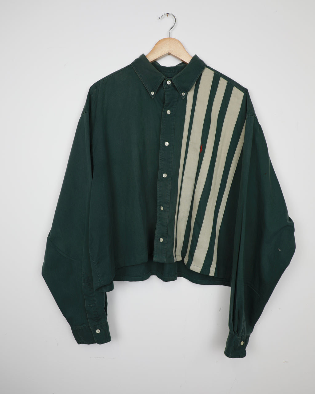 Cropped Ralph Lauren dark green striped shirt