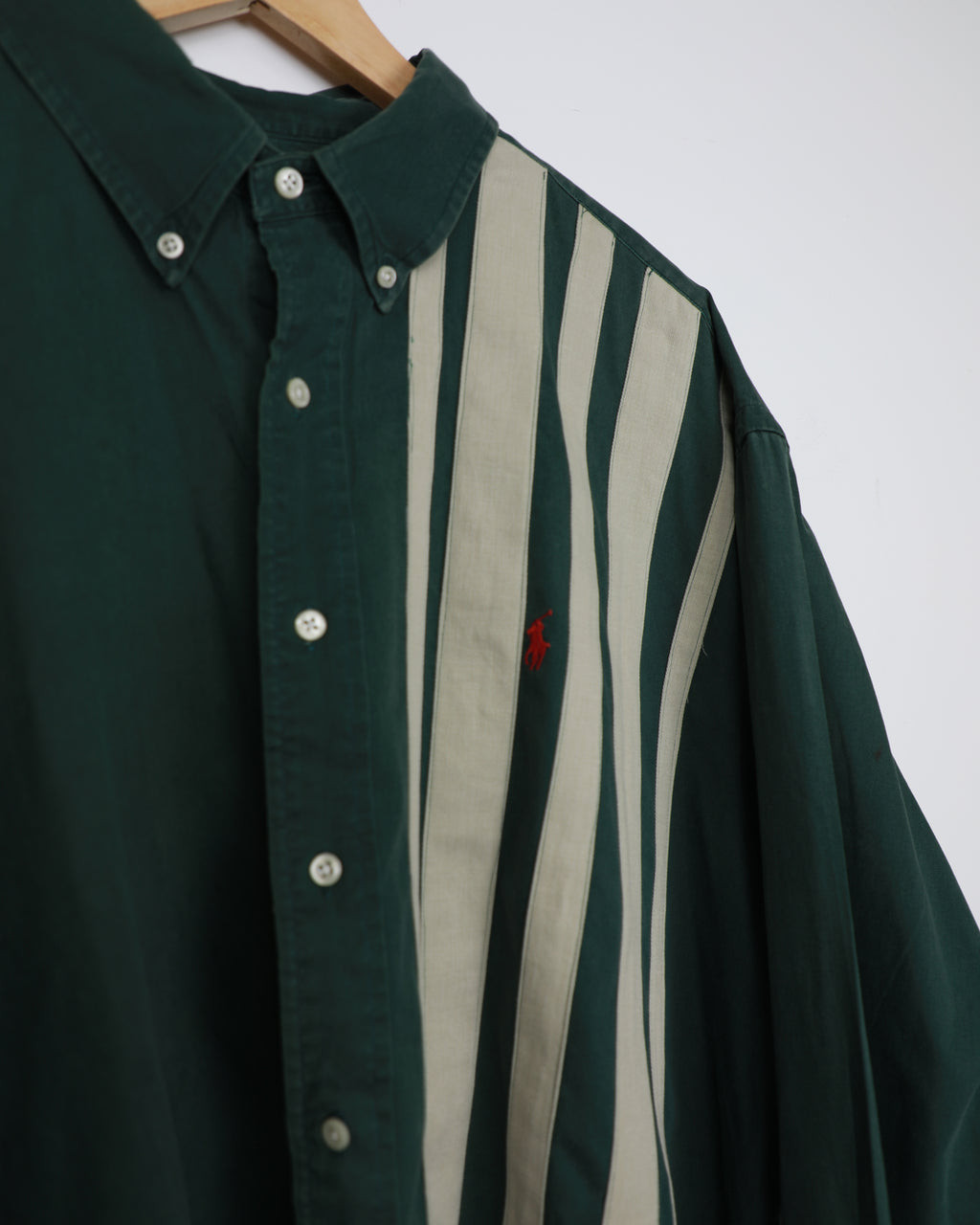 Cropped Ralph Lauren dark green striped shirt