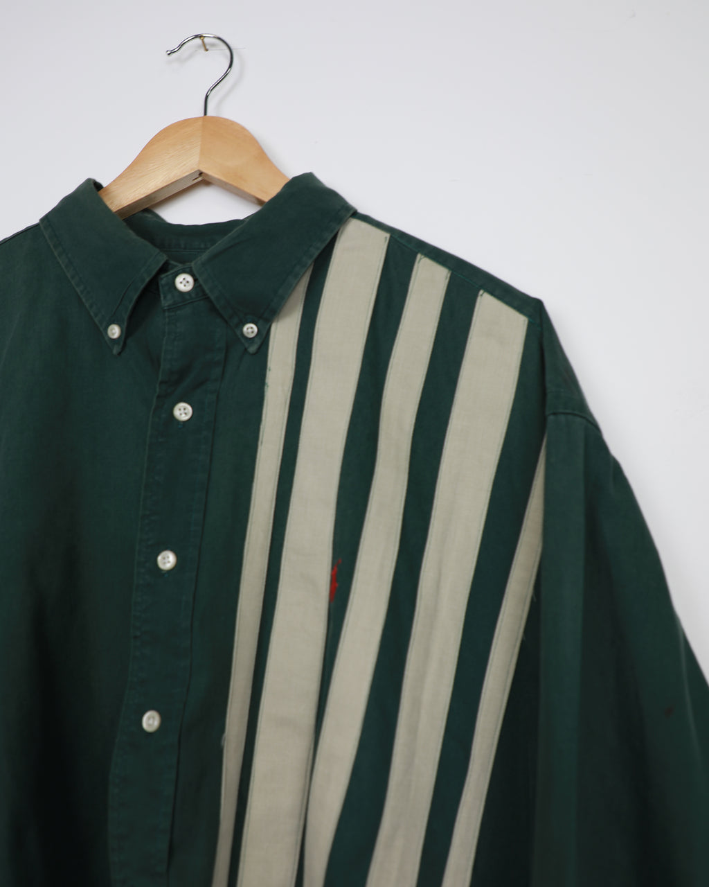 Cropped Ralph Lauren dark green striped shirt
