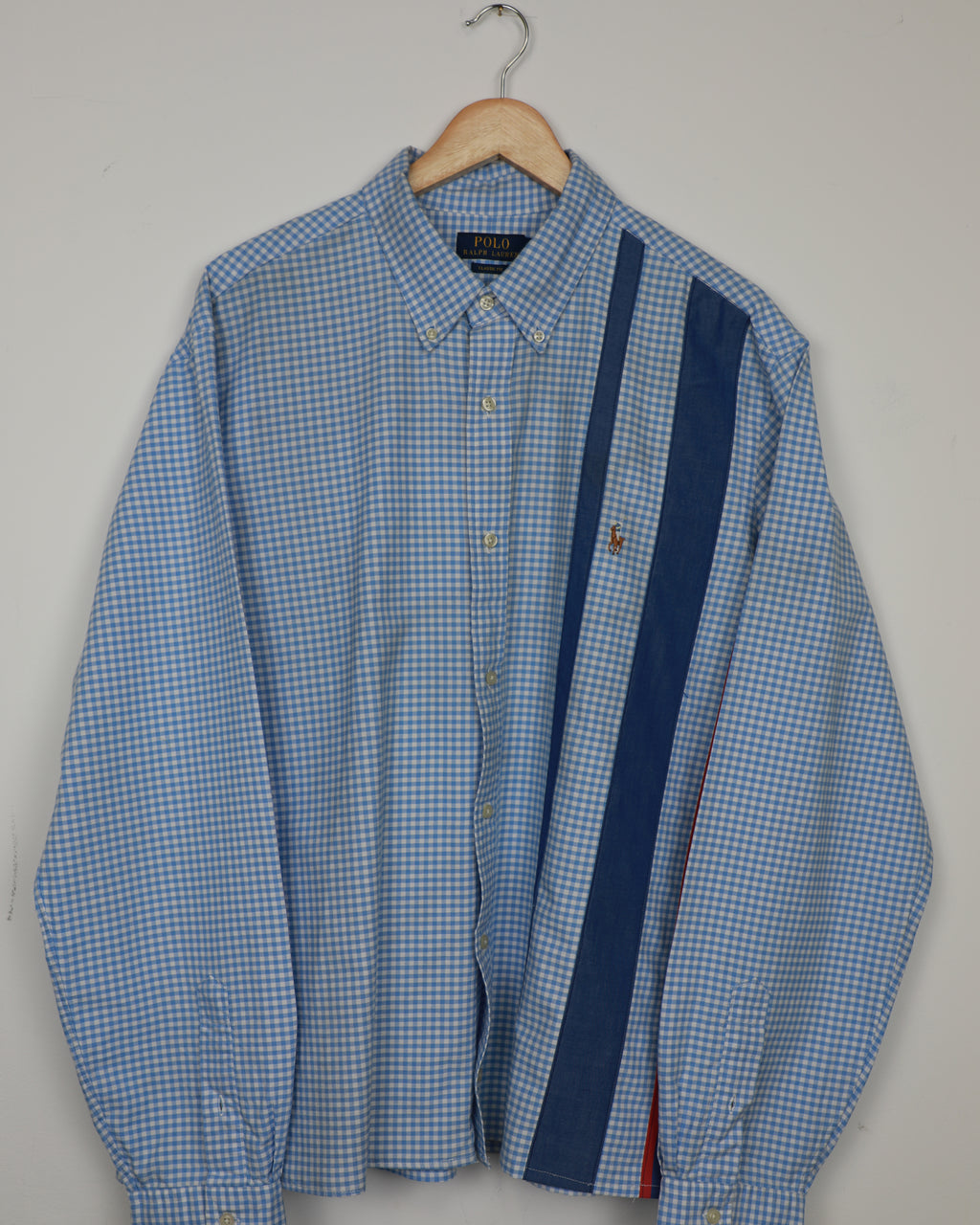 Cropped Ralph Lauren blue striped shirt