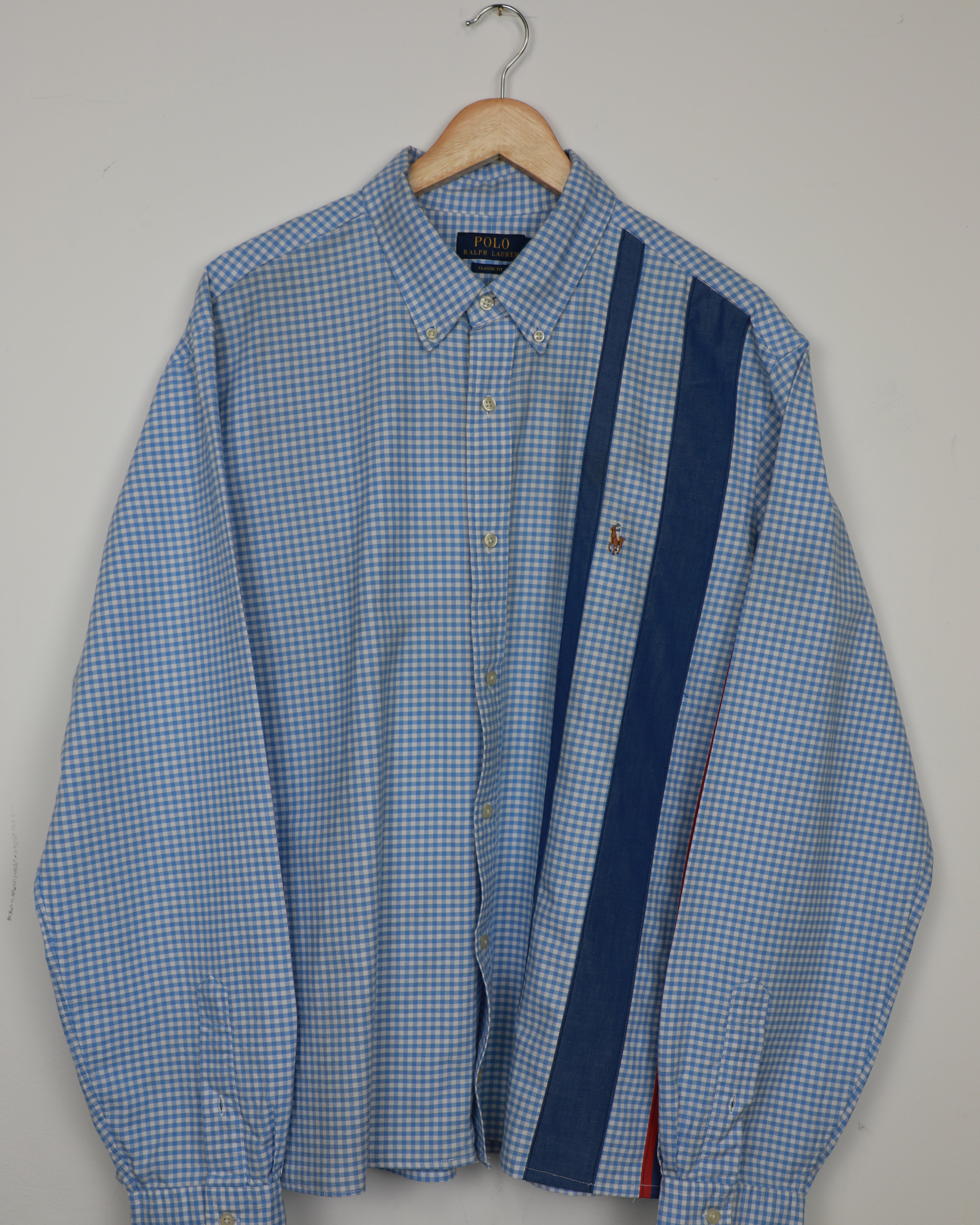 Cropped Ralph Lauren blue striped shirt