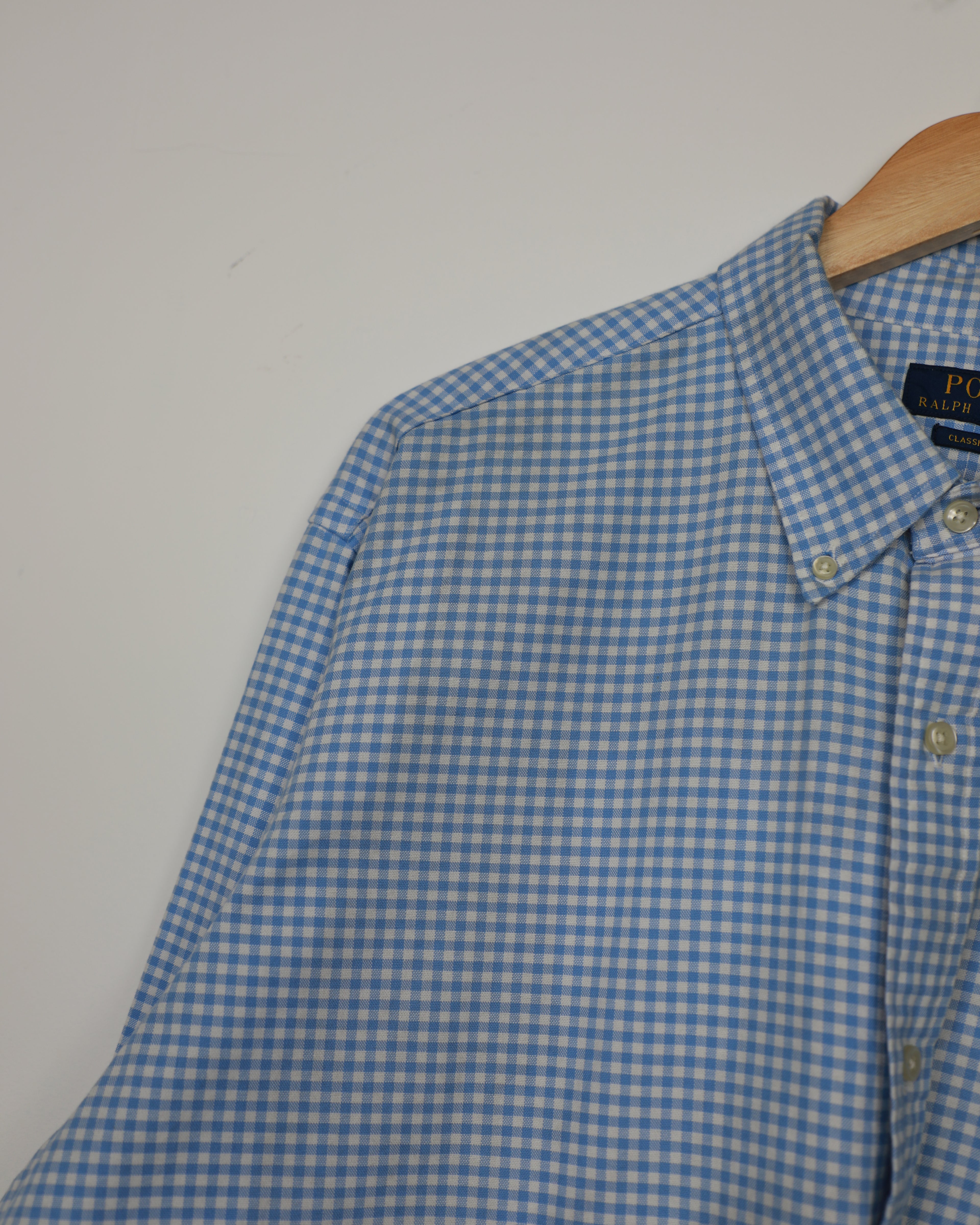 Cropped Ralph Lauren blue striped shirt