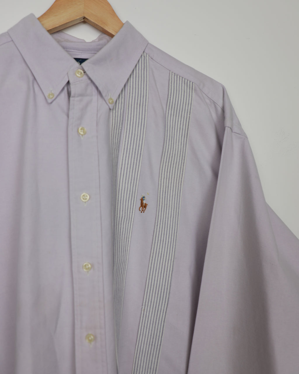 Cropped Ralph Lauren lilac striped shirt