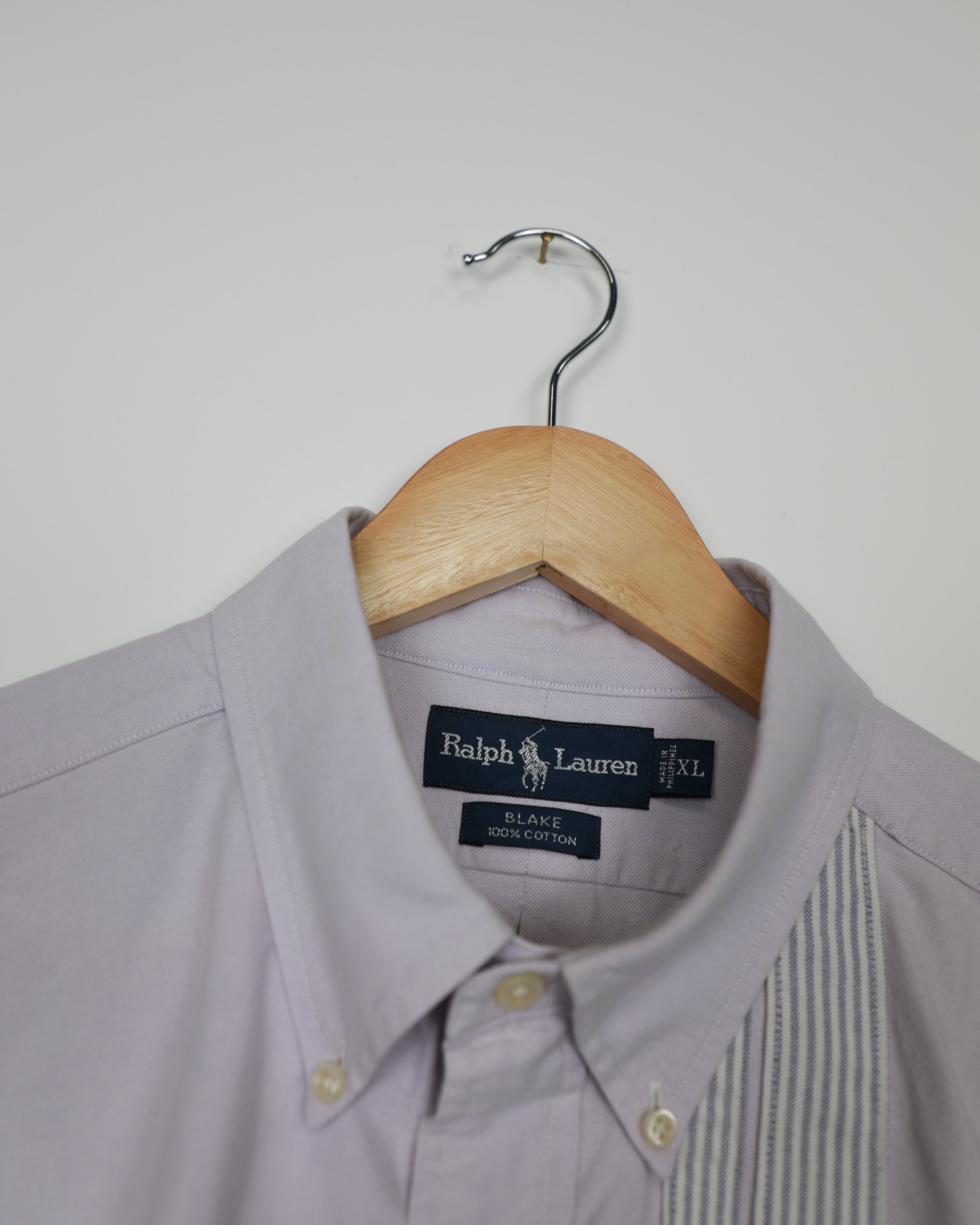 Cropped Ralph Lauren lilac striped shirt