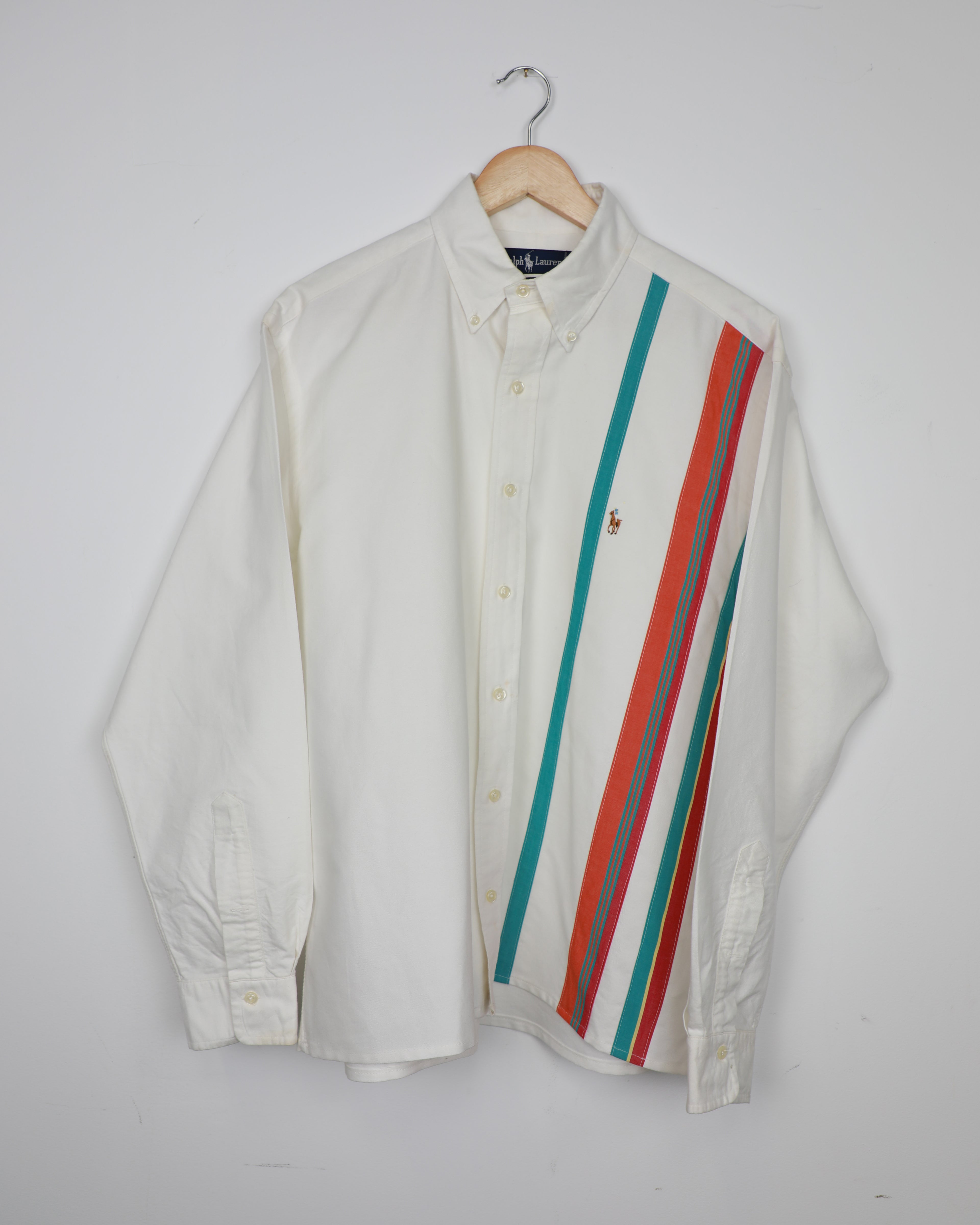 Cropped Ralph Lauren white retro style striped shirt