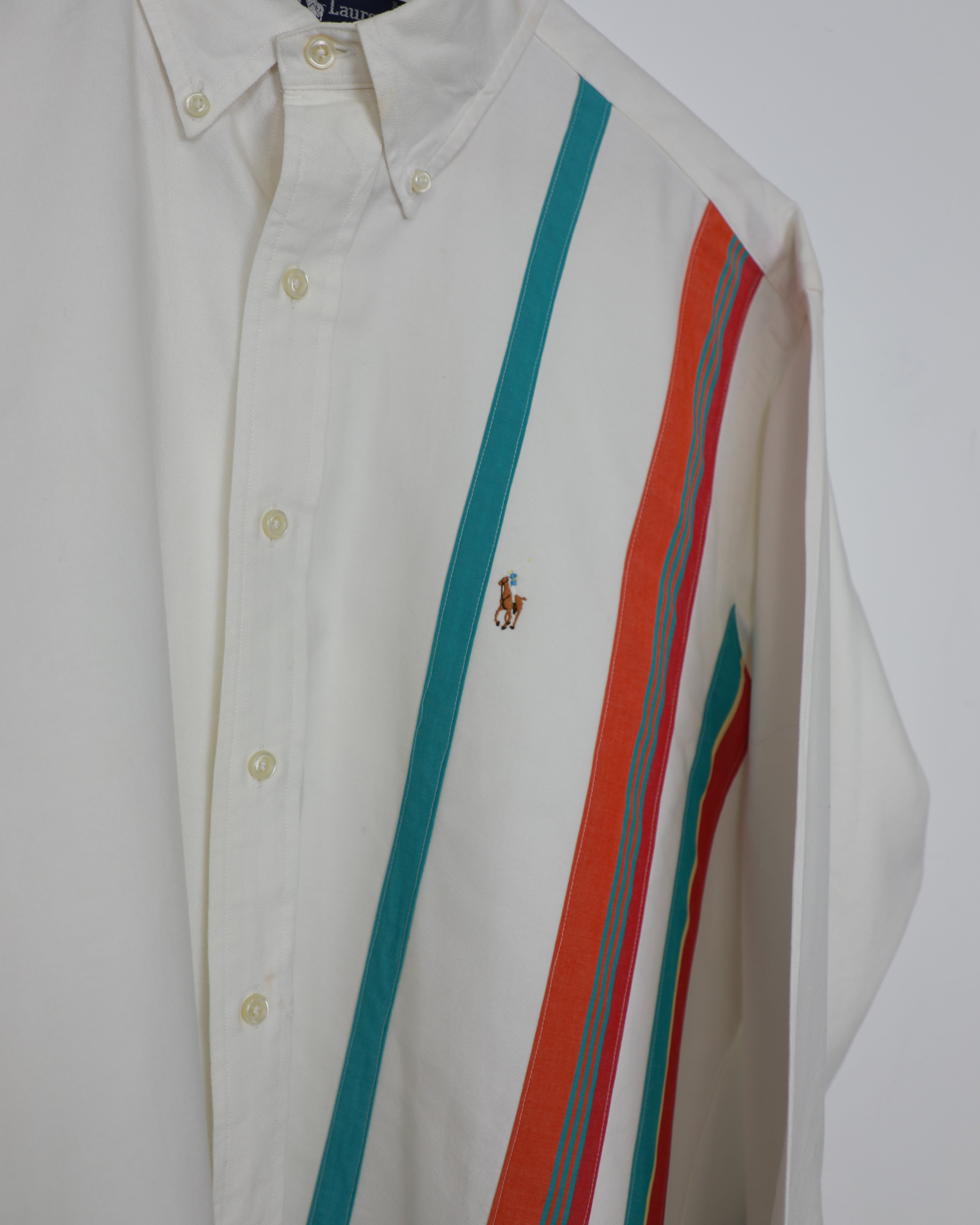 Cropped Ralph Lauren white retro style striped shirt