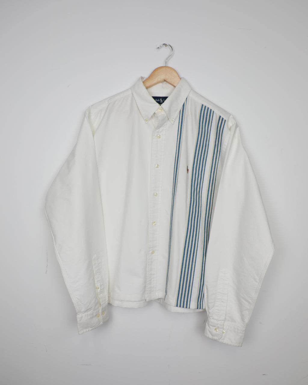 Cropped Ralph Lauren white and blue striped shirt