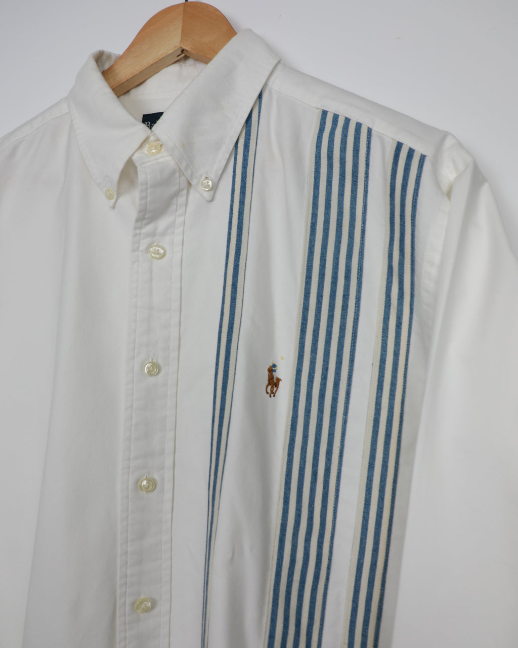 Cropped Ralph Lauren white and blue striped shirt