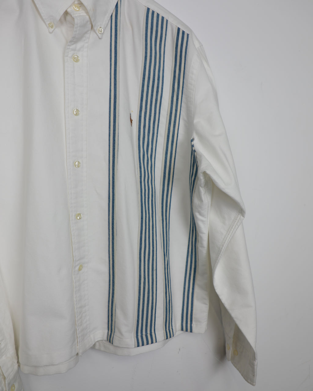 Cropped Ralph Lauren white and blue striped shirt