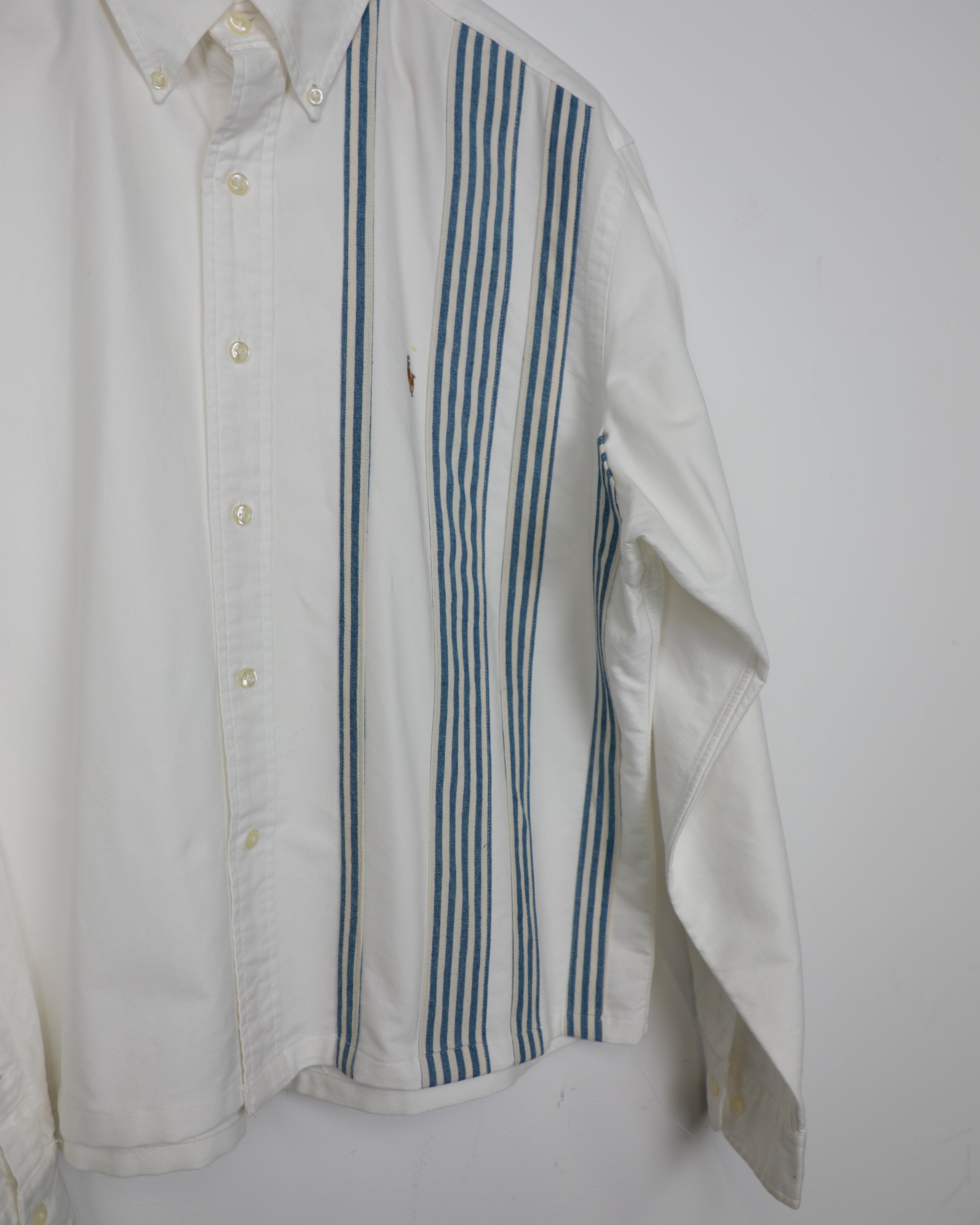 Cropped Ralph Lauren white and blue striped shirt