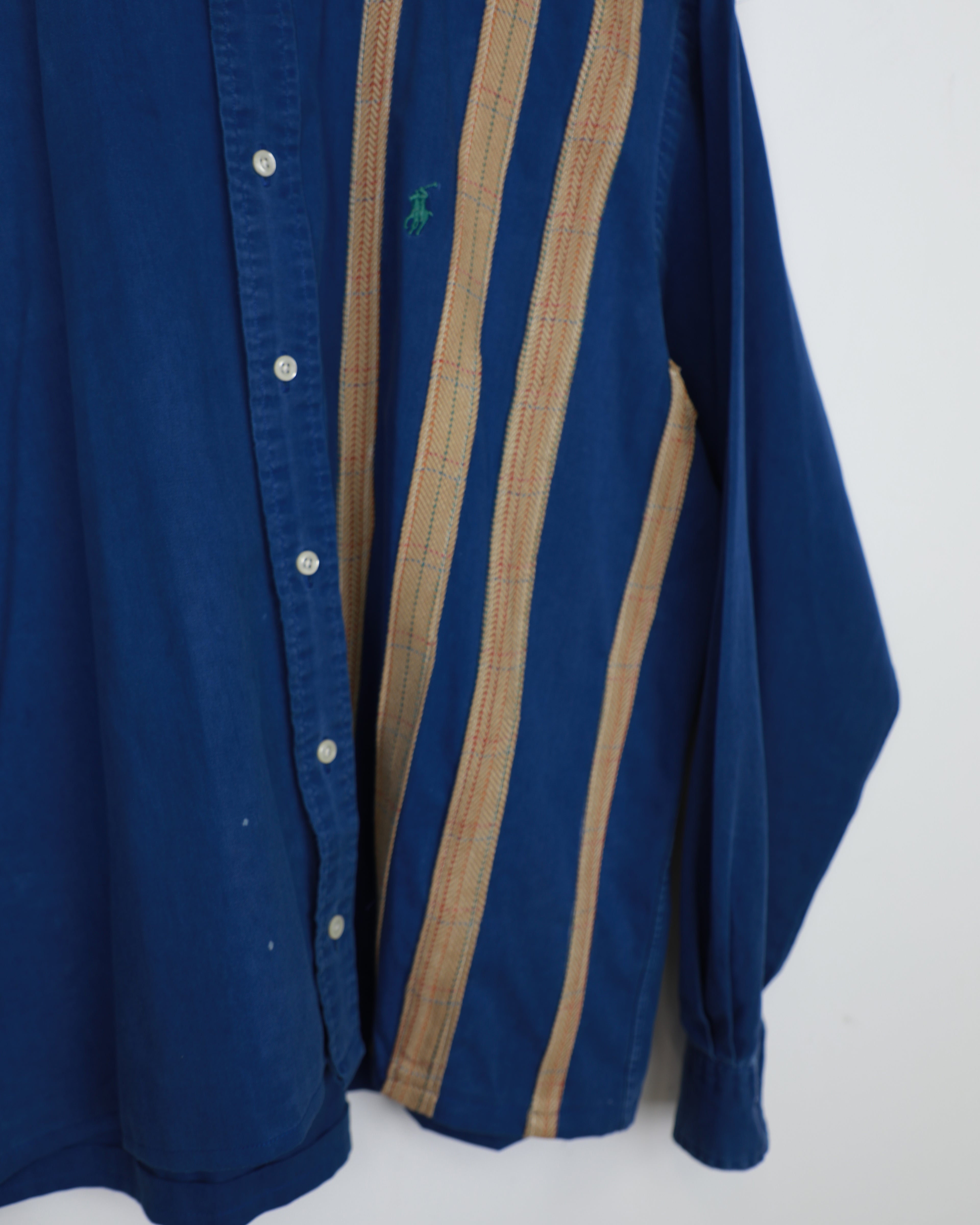 Cropped Ralph Lauren blue and beige striped shirt