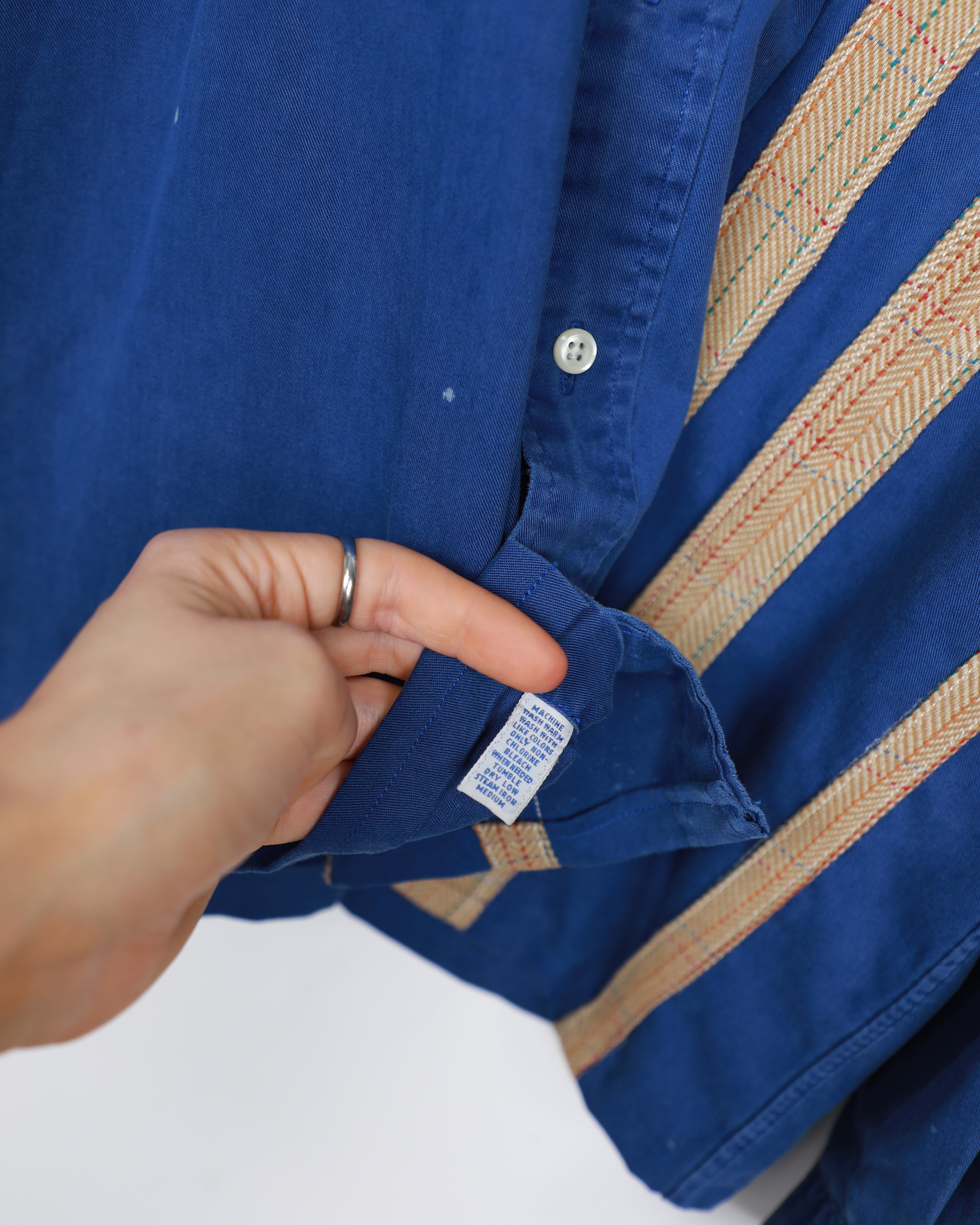 Cropped Ralph Lauren blue and beige striped shirt