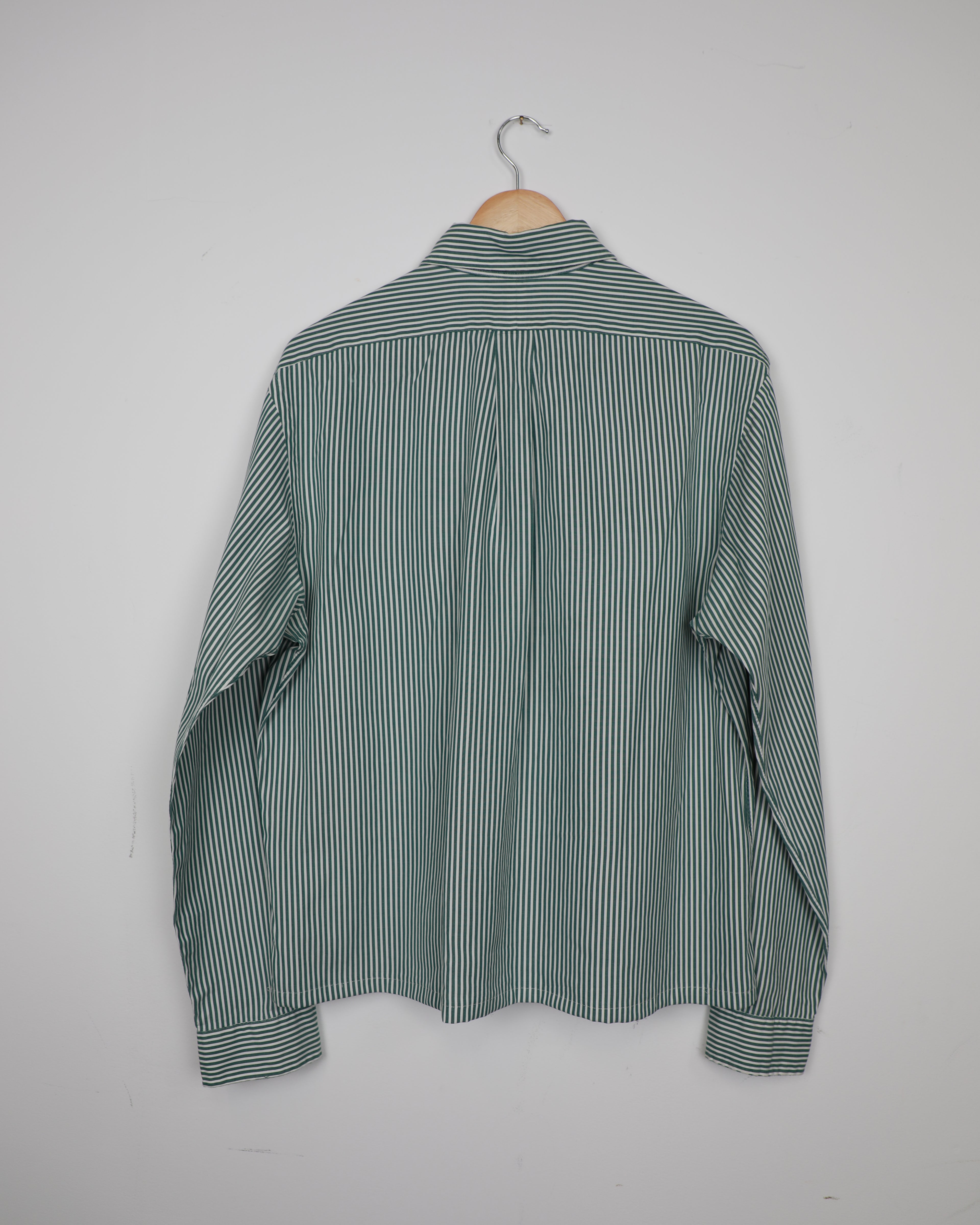 Cropped Polo Ralph Lauren green and white striped shirt