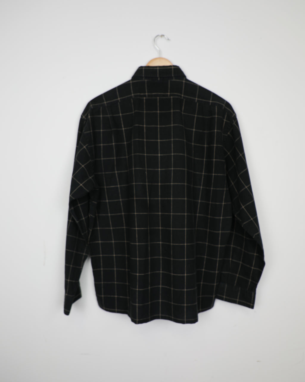 Cropped Polo Ralph Lauren black checked linen blend shirt