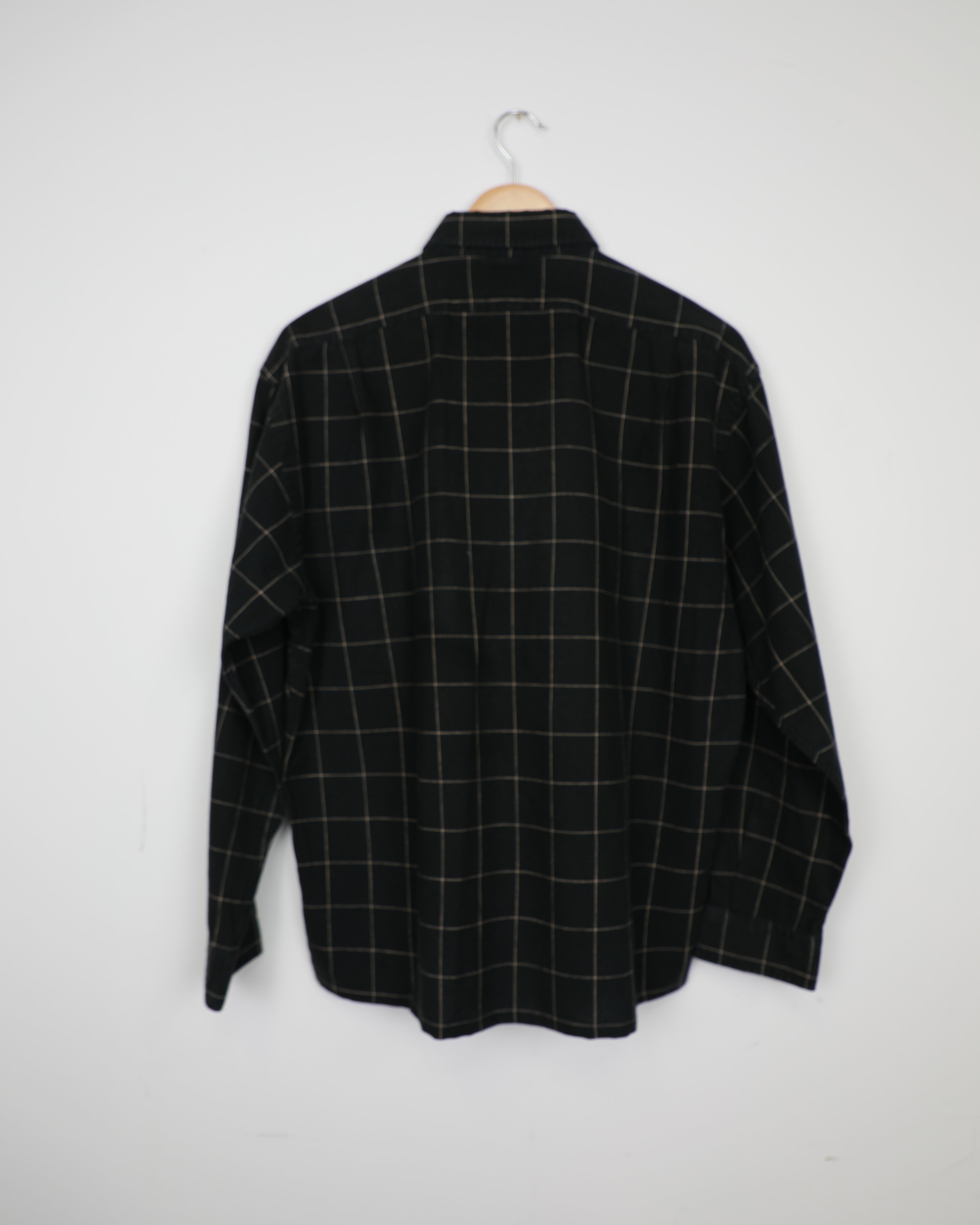 Cropped Polo Ralph Lauren black checked linen blend shirt