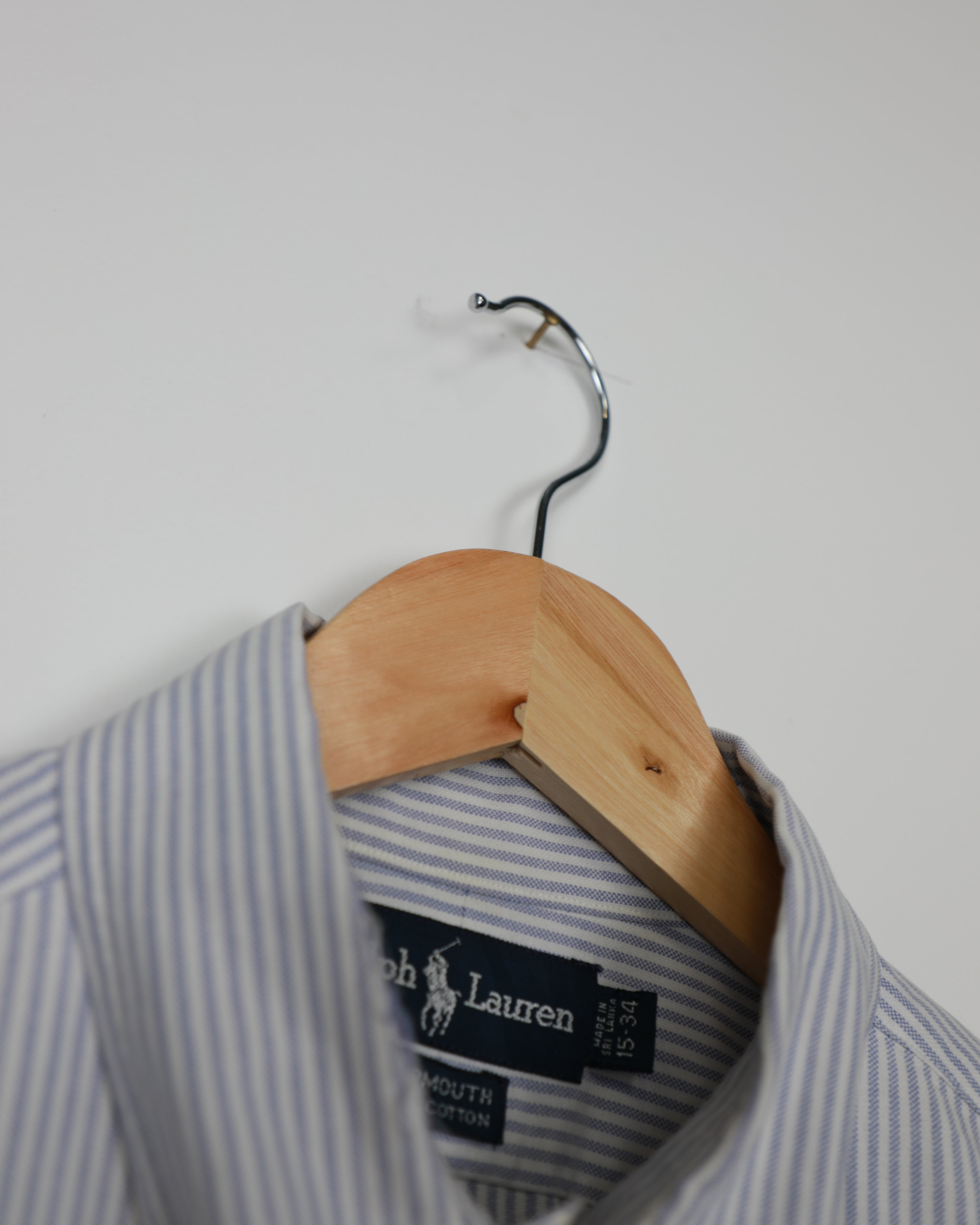 Cropped Ralph Lauren light blue and white striped shirt