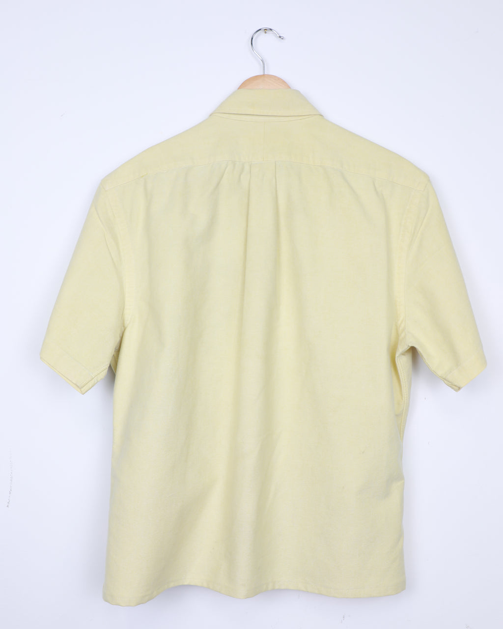 Cropped Ralph Lauren butter yellow an blue striped shirt