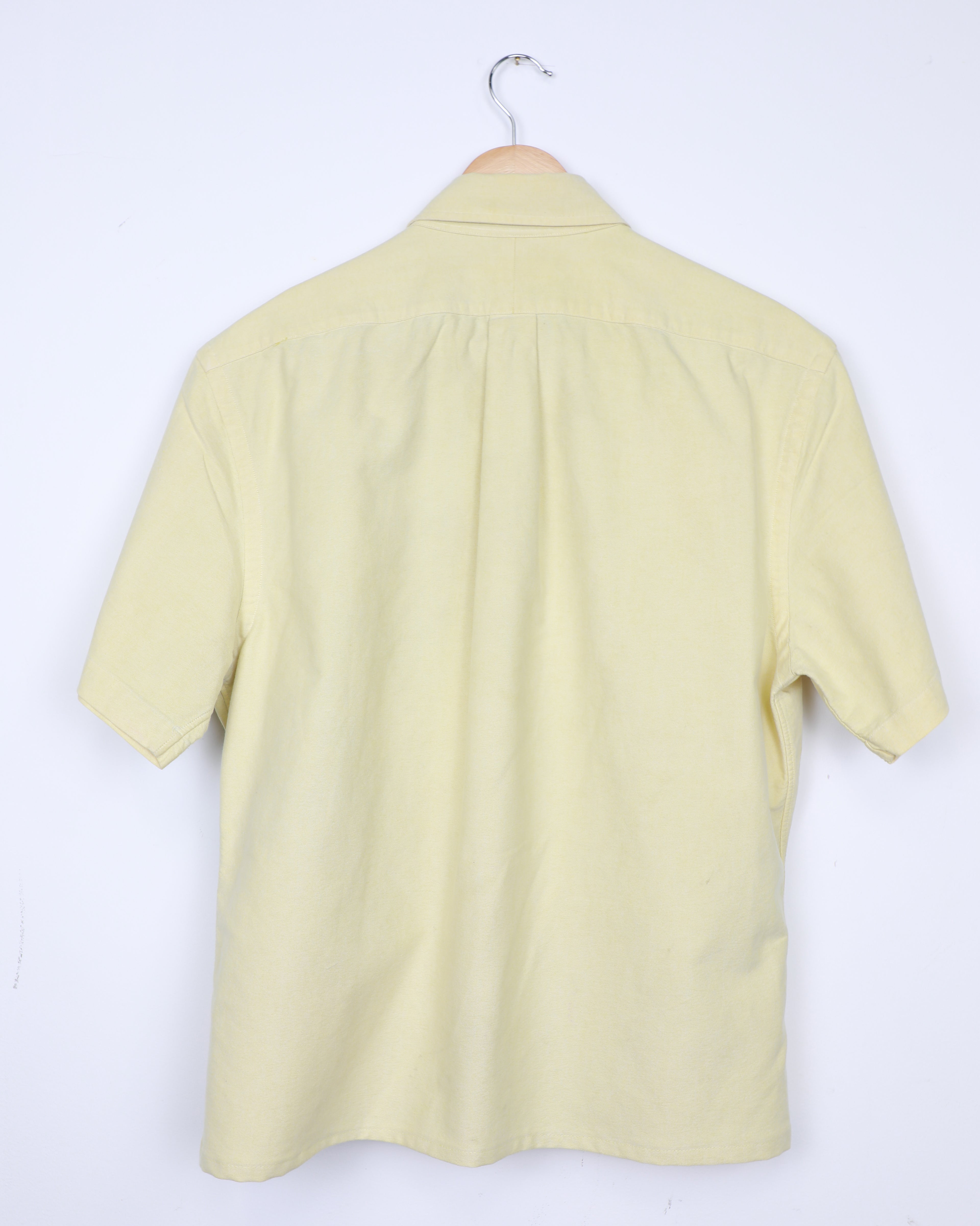 Cropped Ralph Lauren butter yellow an blue striped shirt