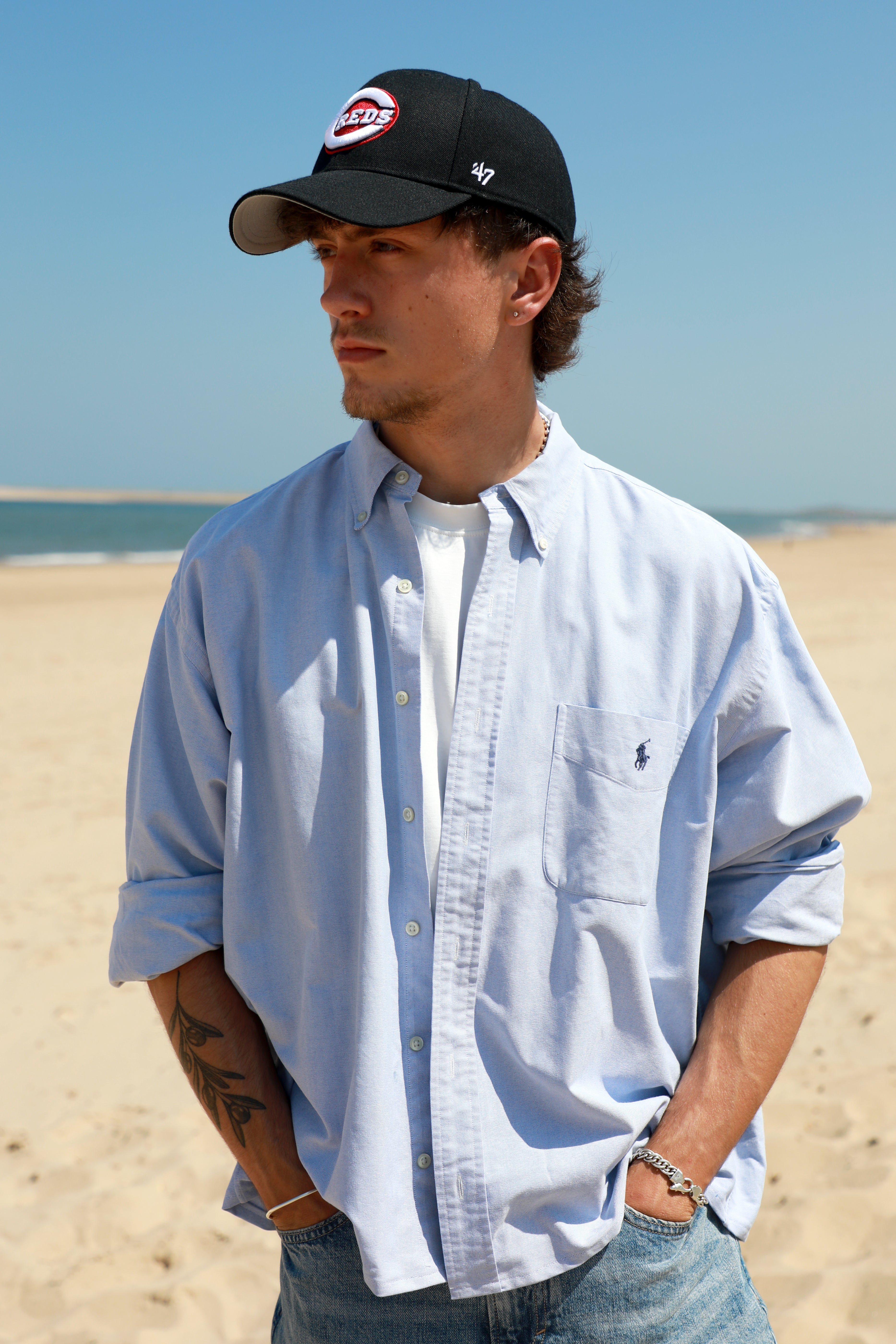 Ralph Lauren light blue cropped shirt