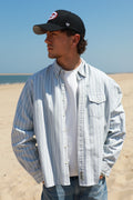 Ralph Lauren light blue striped cropped shirt