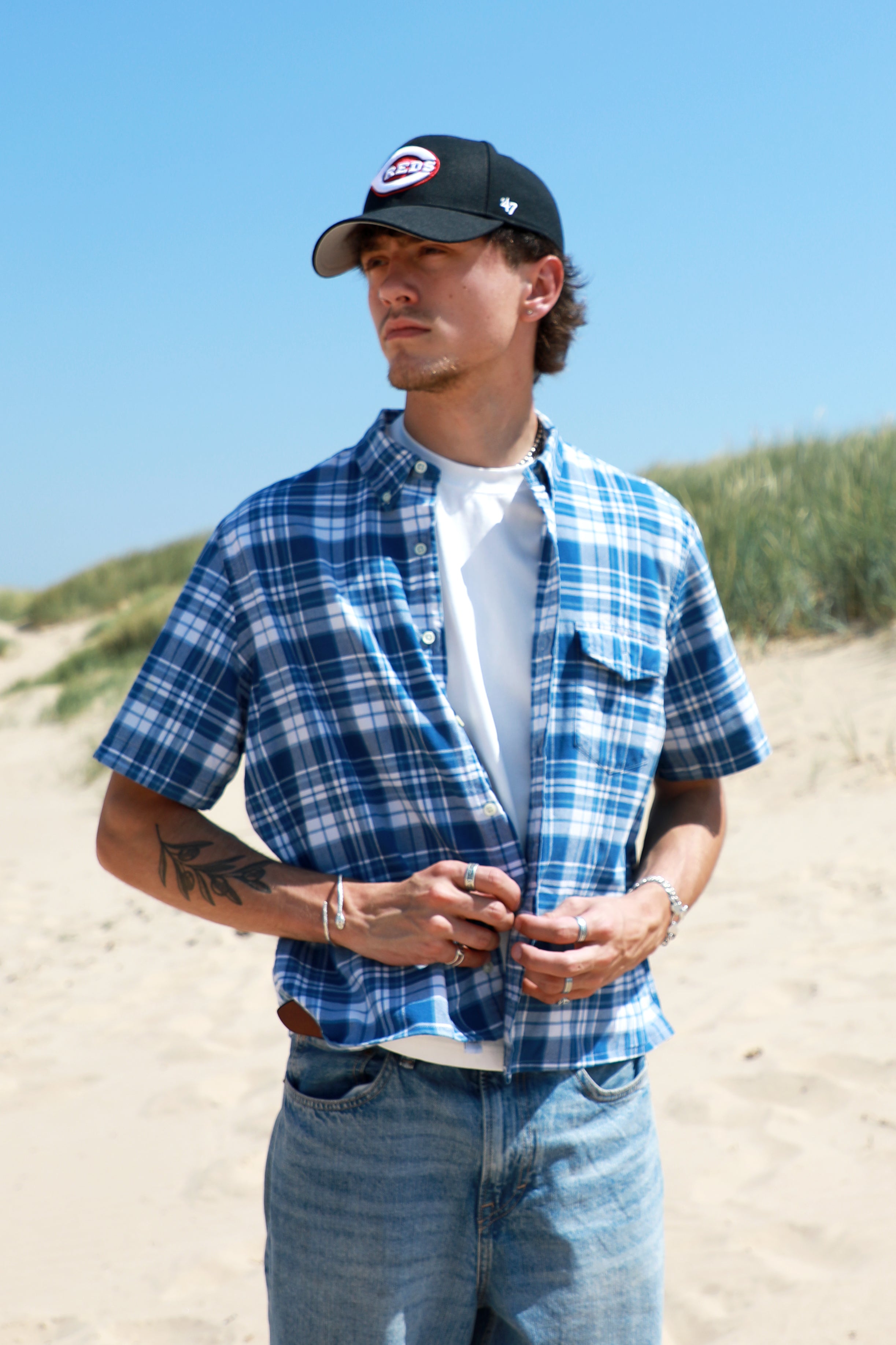 Ralph Lauren blue tartan cropped shirt
