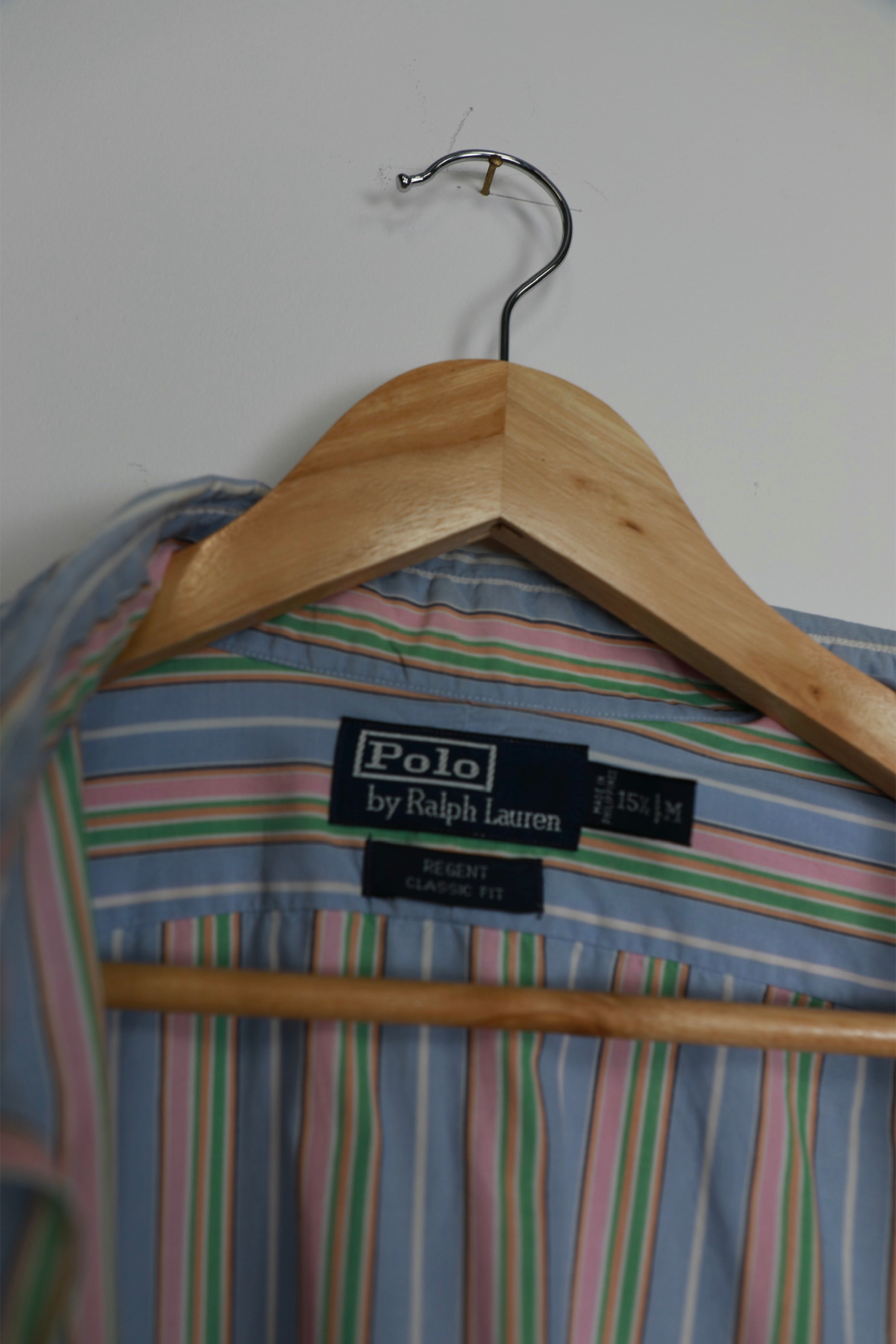 Ralph Lauren blue and pink striped cropped retro style shirt