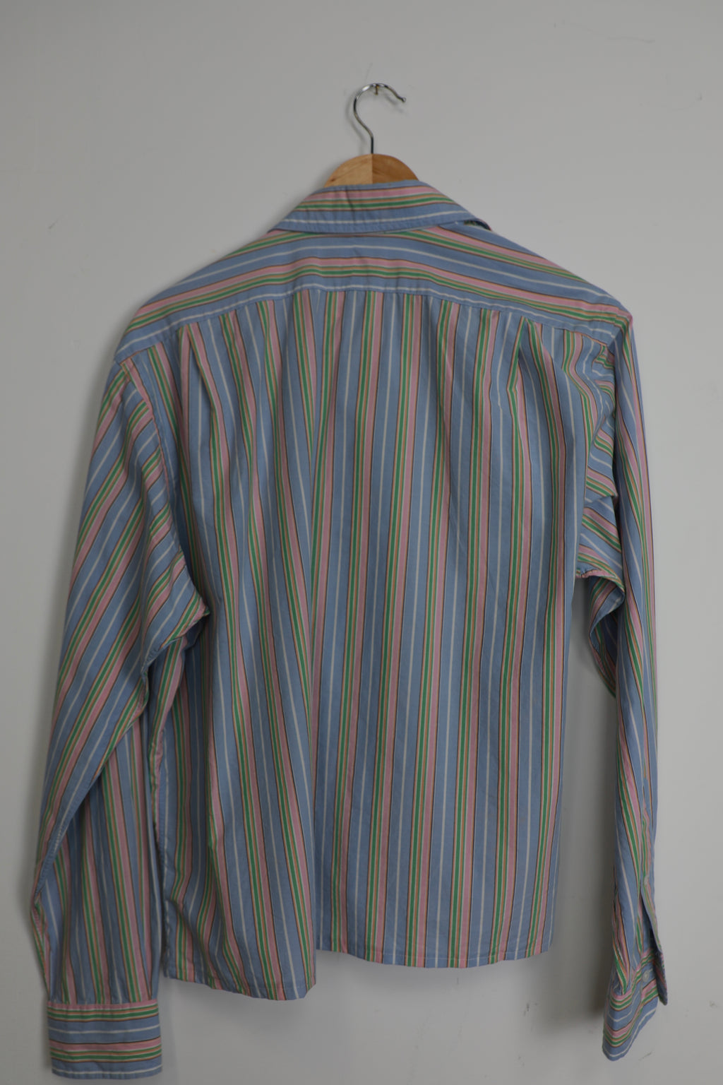 Ralph Lauren blue and pink striped cropped retro style shirt