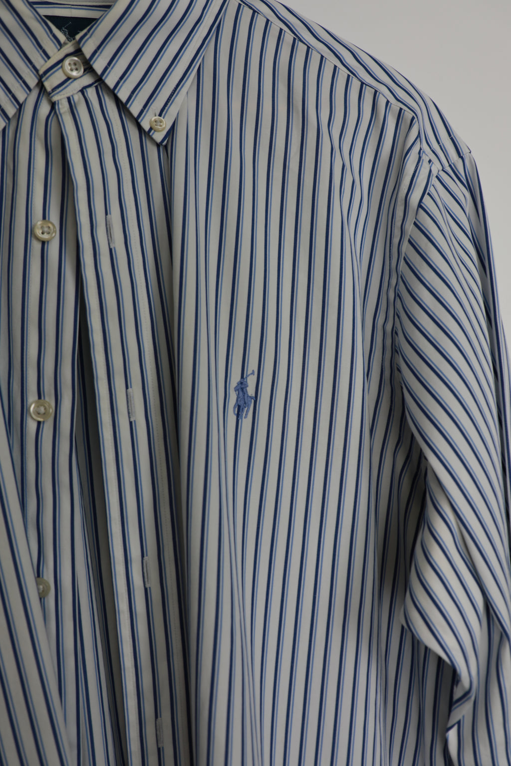 Ralph Lauren blue and white striped cropped shirt