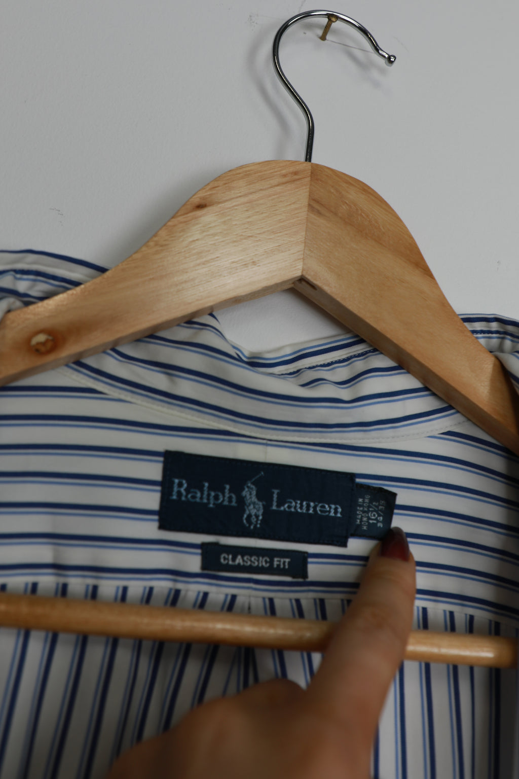 Ralph Lauren blue and white striped cropped shirt