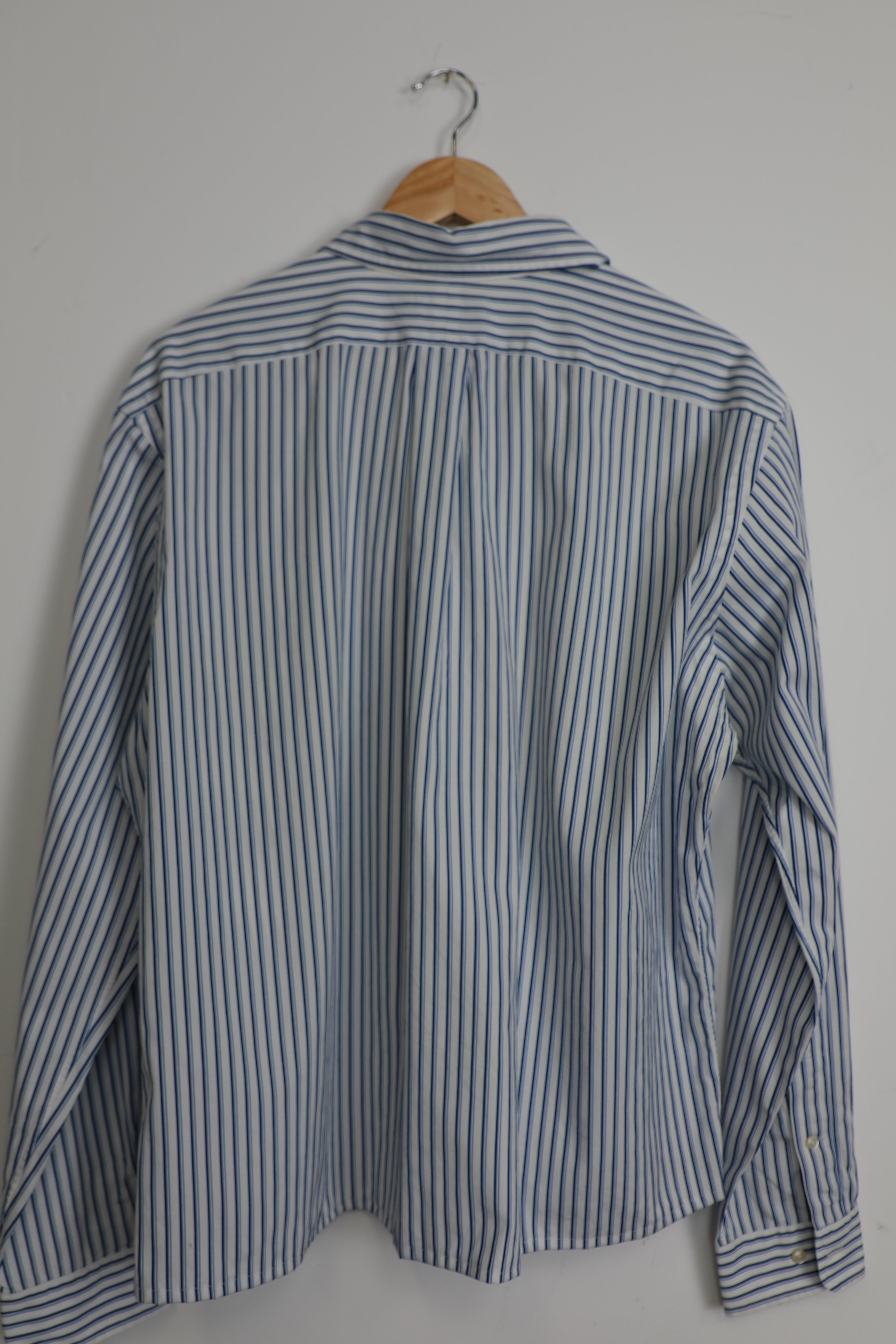 Ralph Lauren blue and white striped cropped shirt