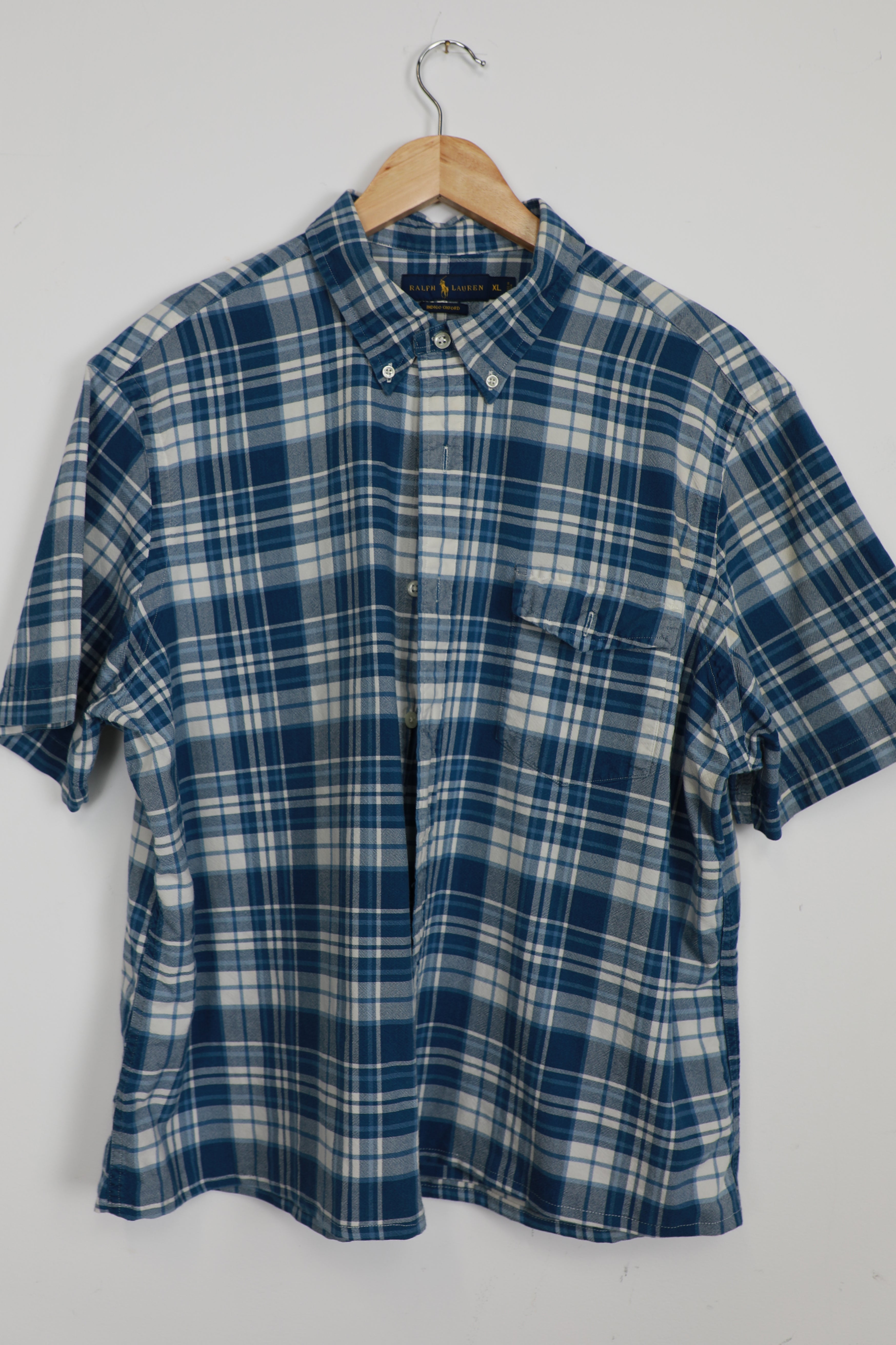 Ralph Lauren blue tartan cropped shirt