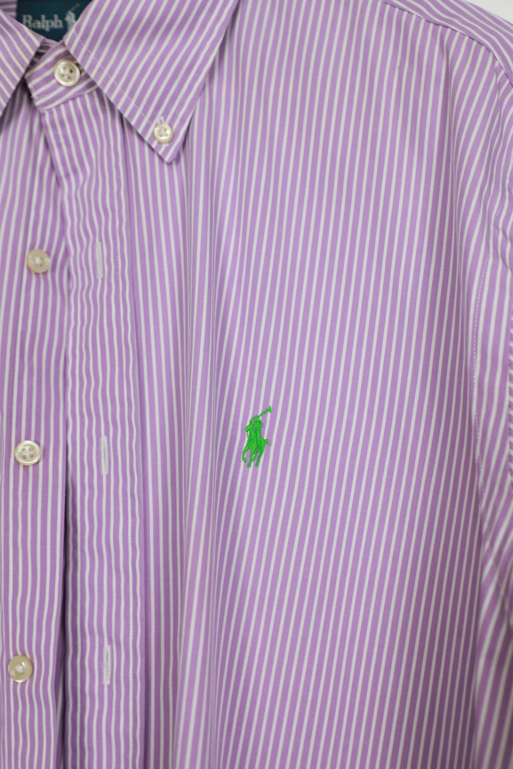 Ralph Lauren purple and white striped cropped shirt