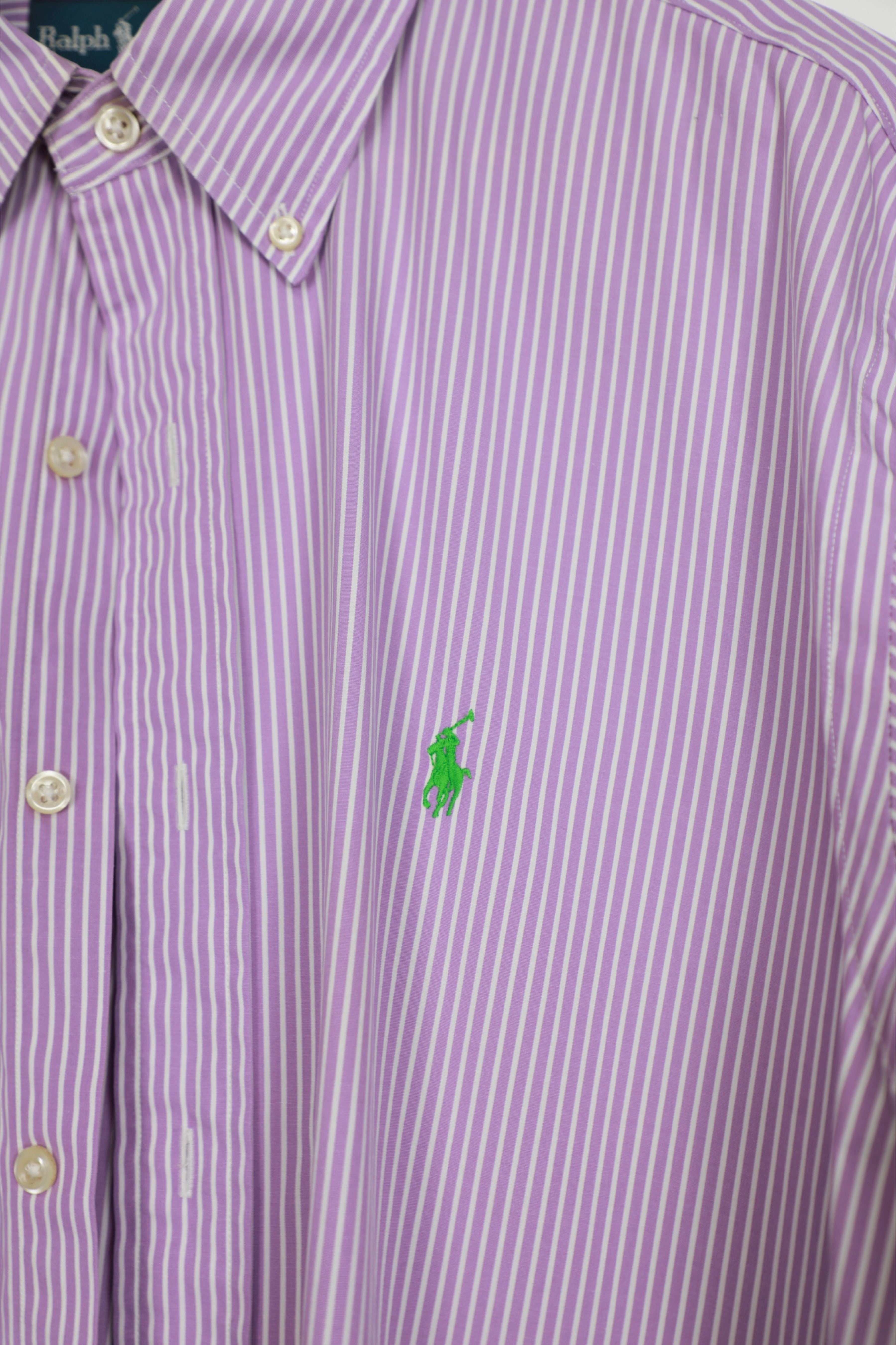 Ralph Lauren purple and white striped cropped shirt